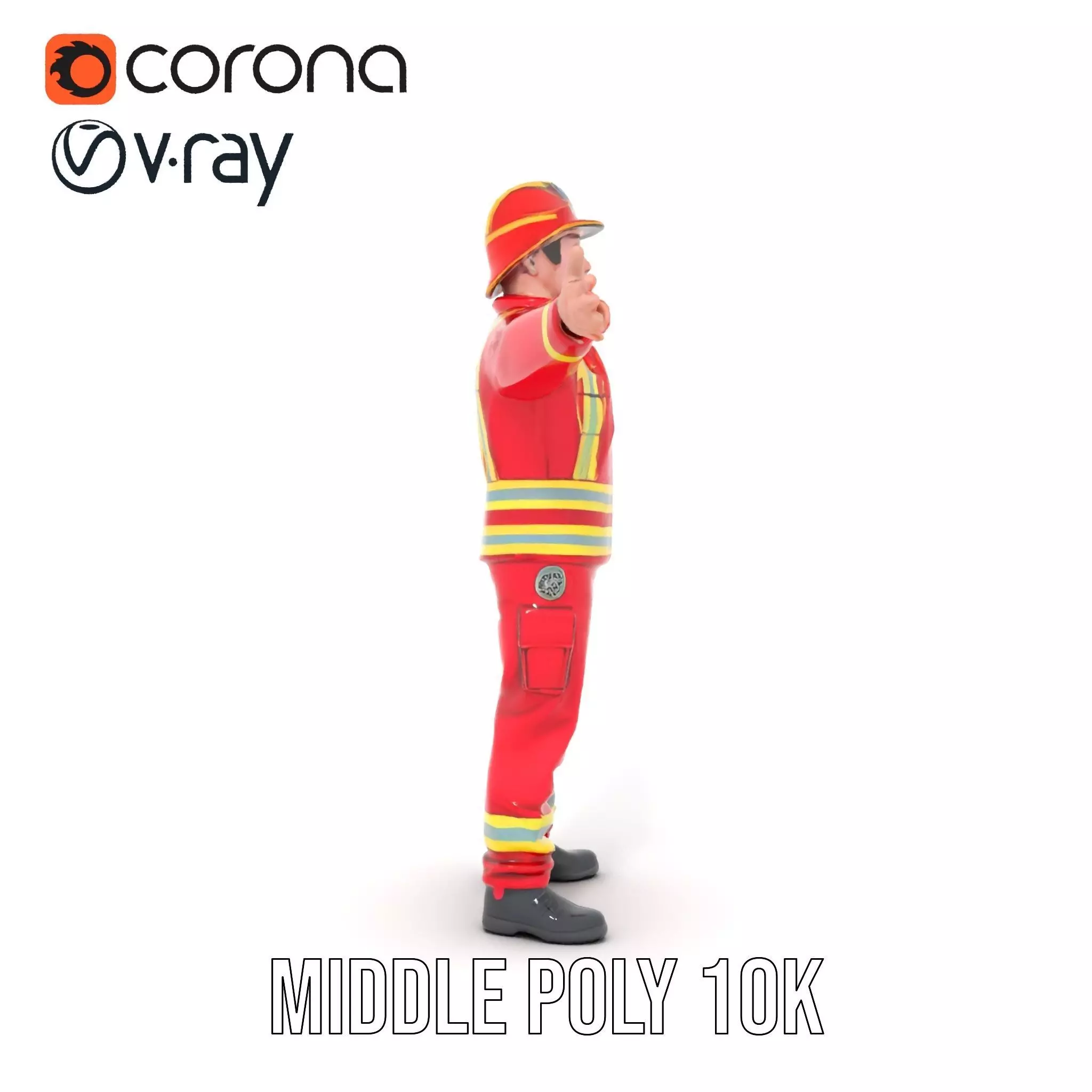 Firefighter Uniform model pack with Reflective Strips Low-poly 3D model_20