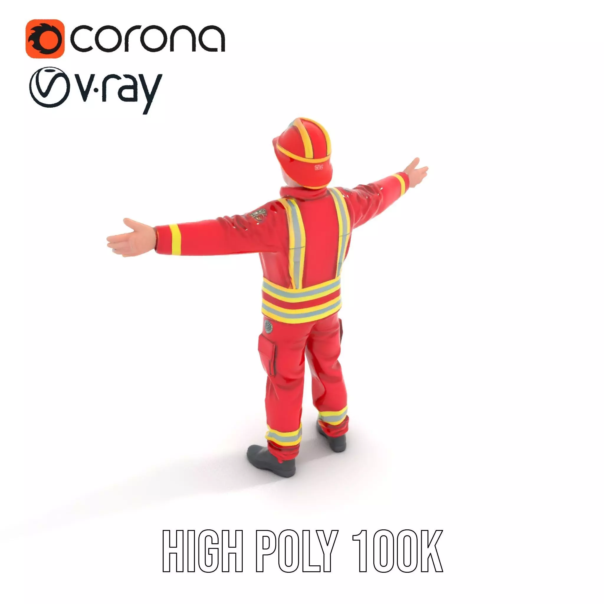 Firefighter Uniform model pack with Reflective Strips Low-poly 3D model_19