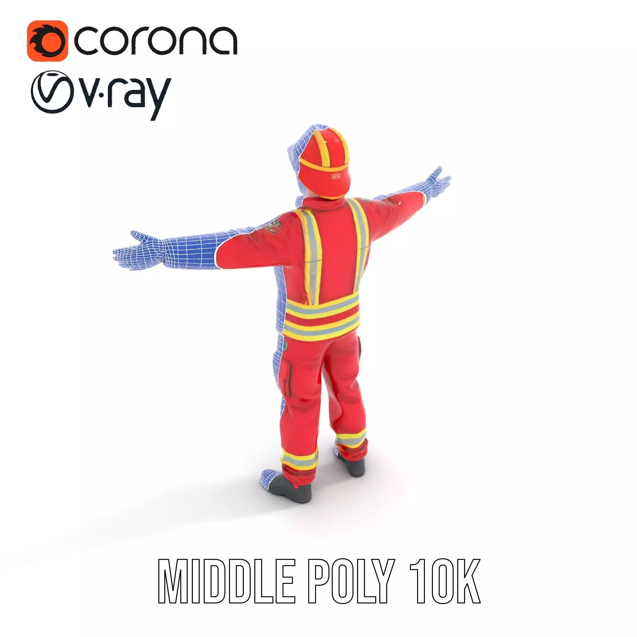 Firefighter Uniform model pack with Reflective Strips Low-poly 3D model_23