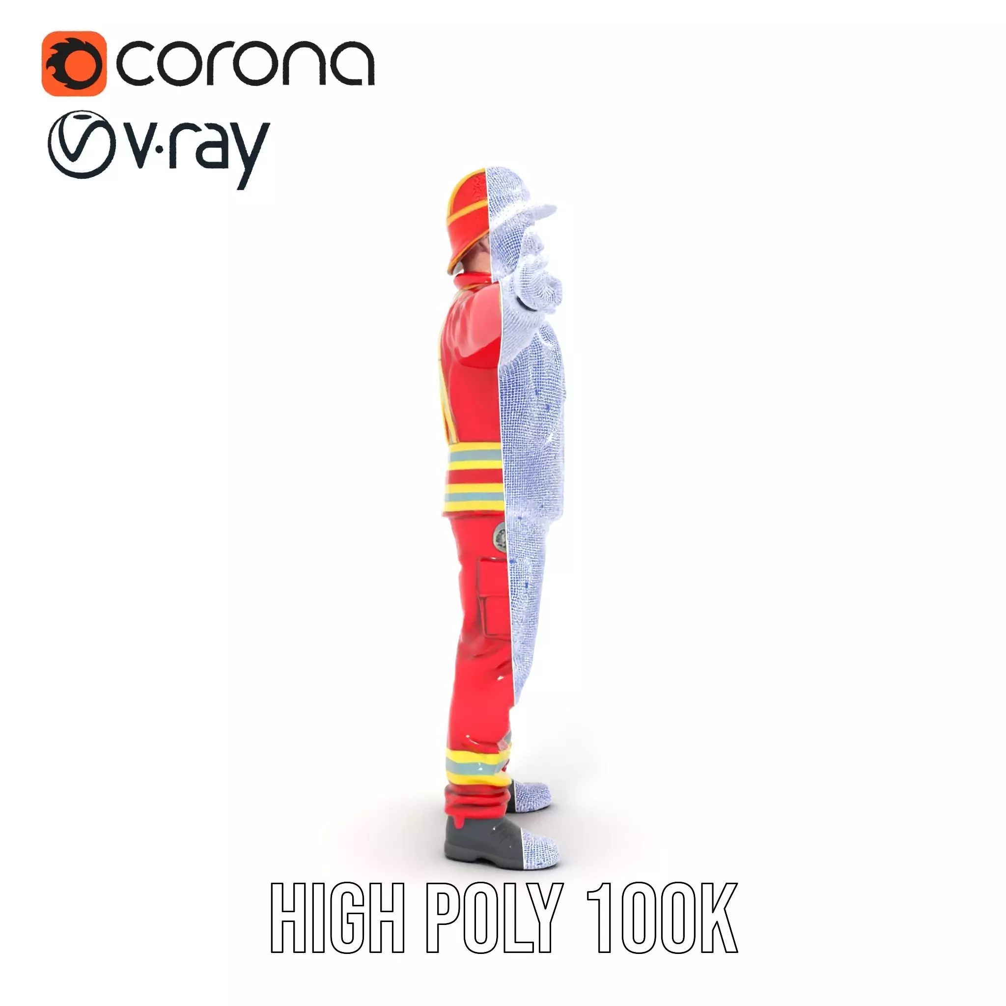 Firefighter Uniform model pack with Reflective Strips Low-poly 3D model_28