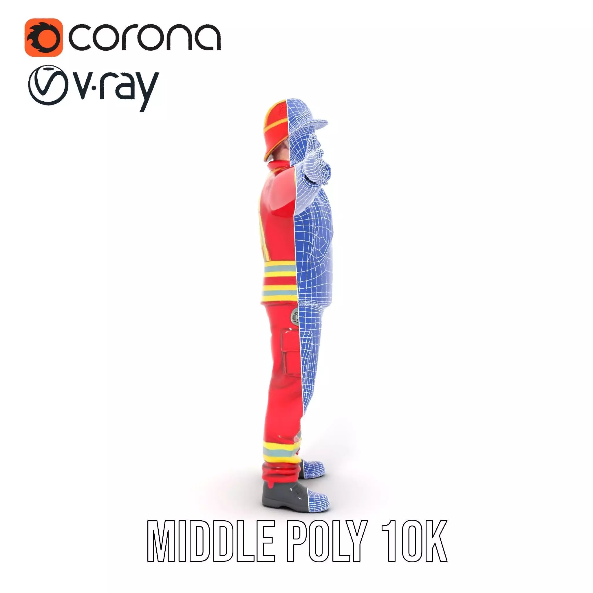 Firefighter Uniform model pack with Reflective Strips Low-poly 3D model_26