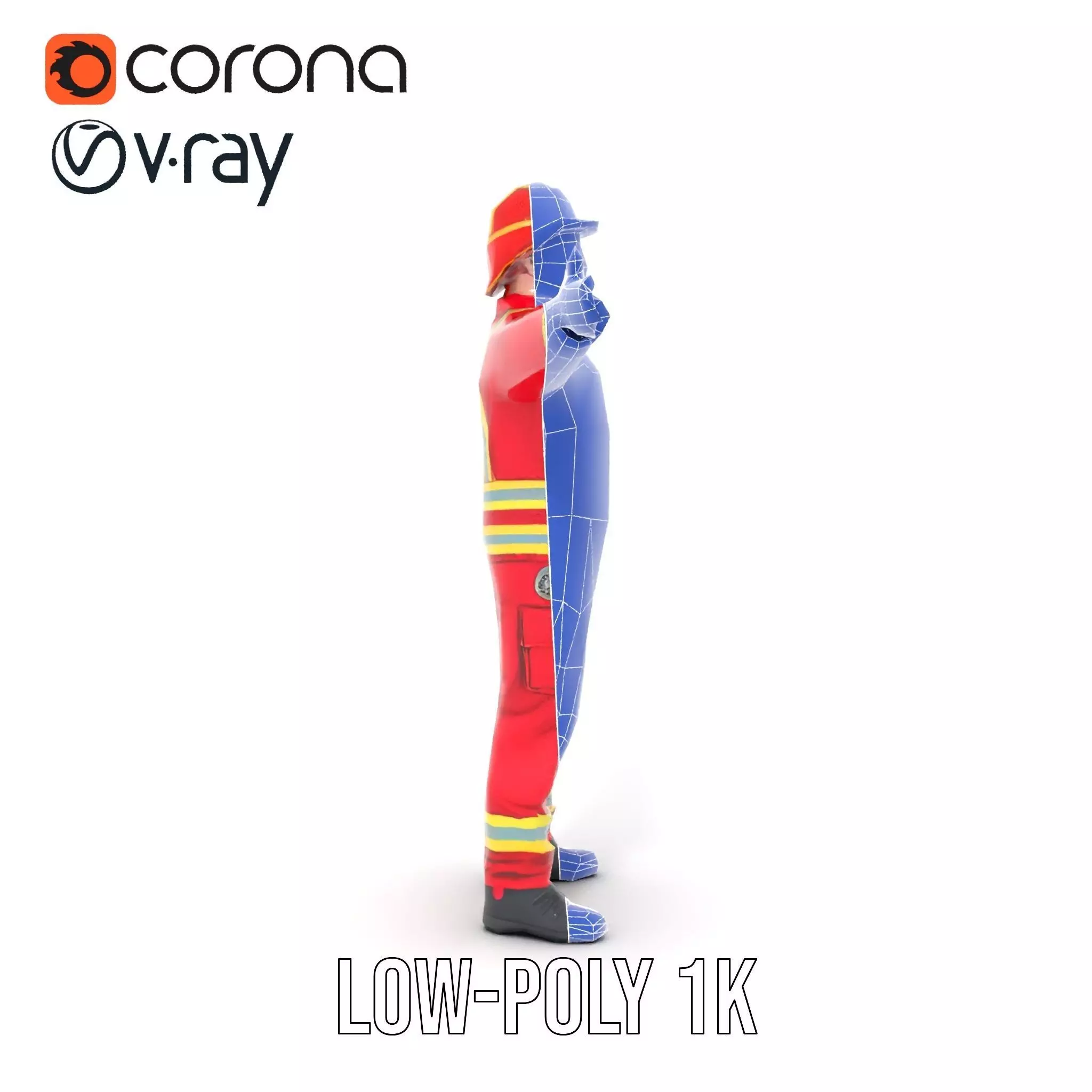 Firefighter Uniform model pack with Reflective Strips Low-poly 3D model_30