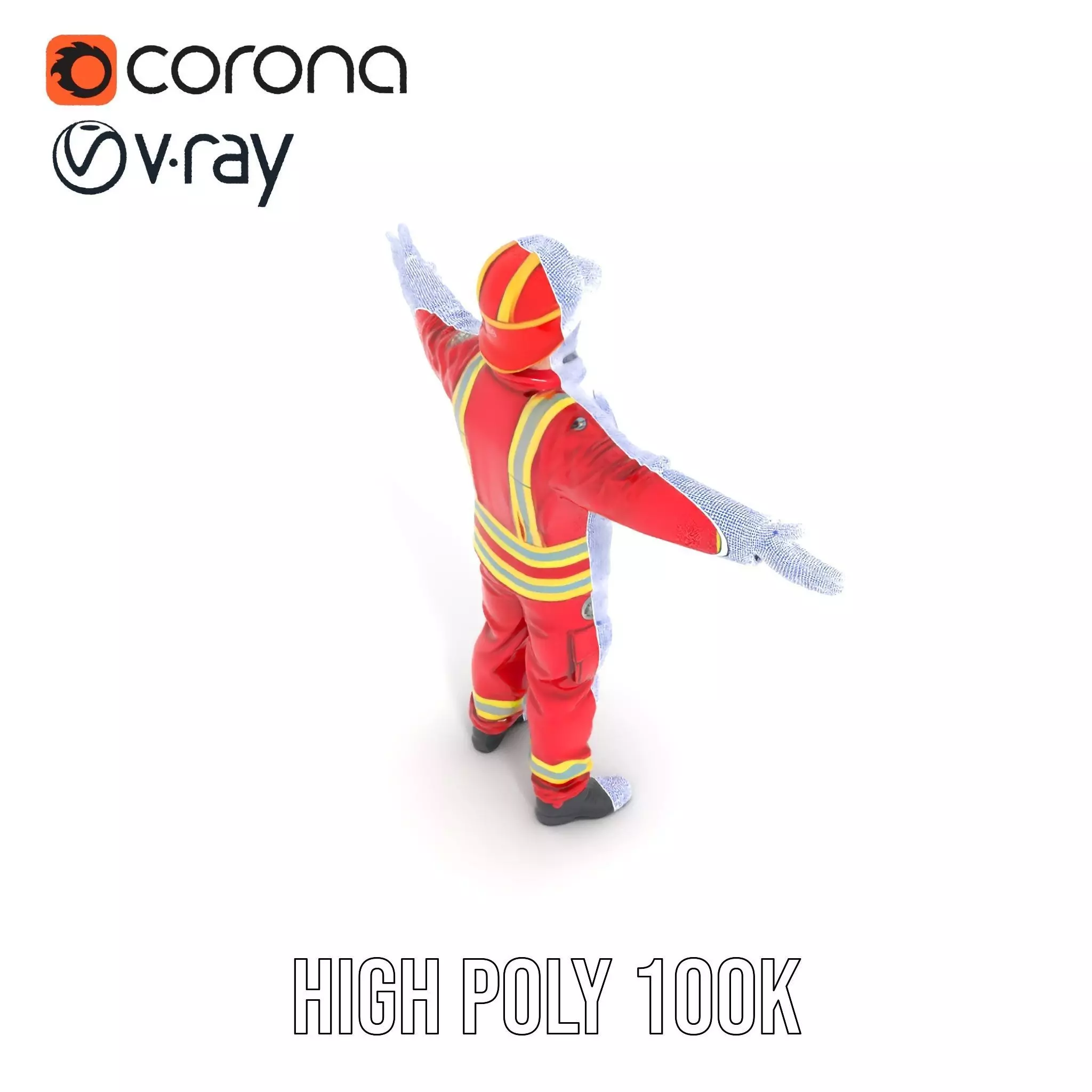 Firefighter Uniform model pack with Reflective Strips Low-poly 3D model_11