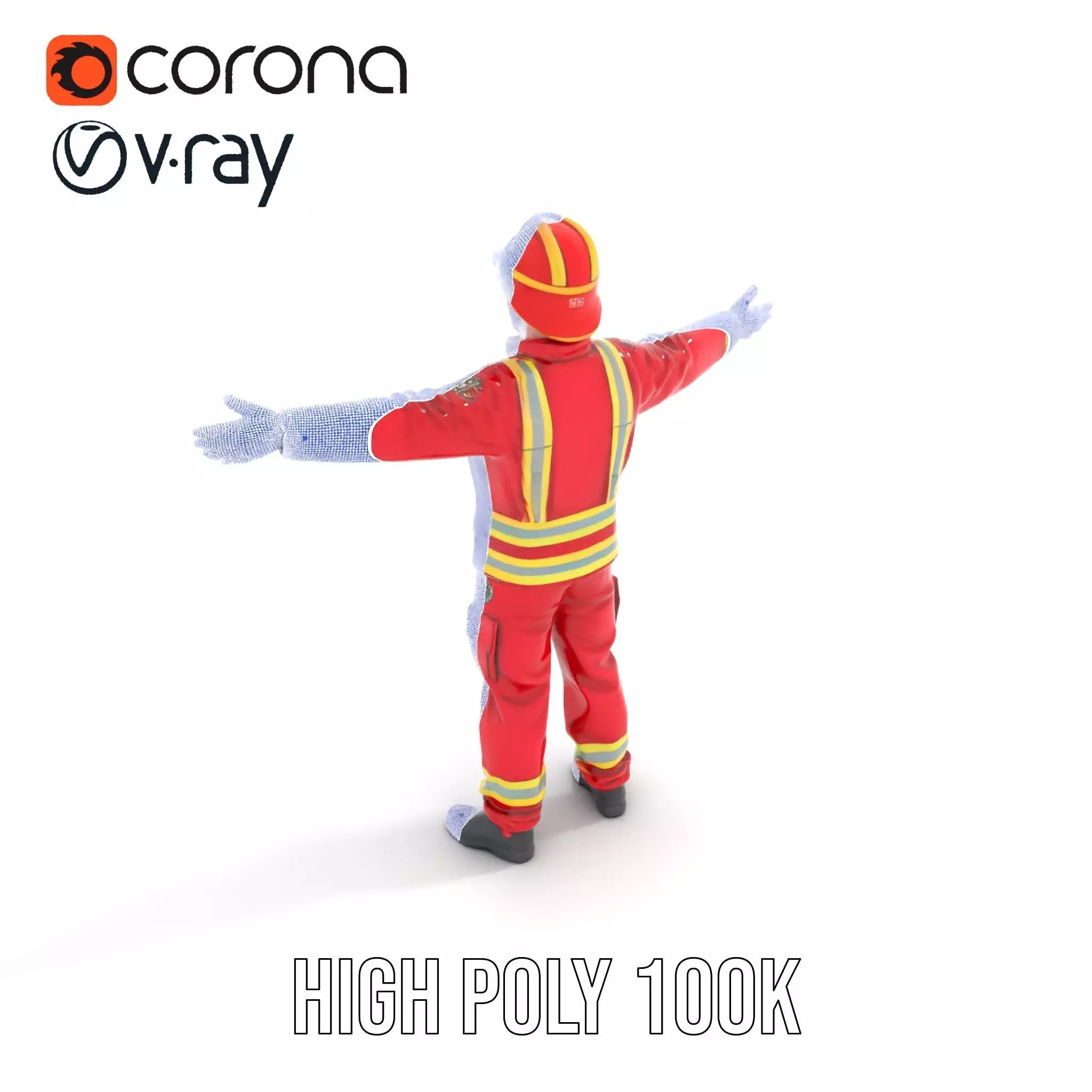 Firefighter Uniform model pack with Reflective Strips Low-poly 3D model_32