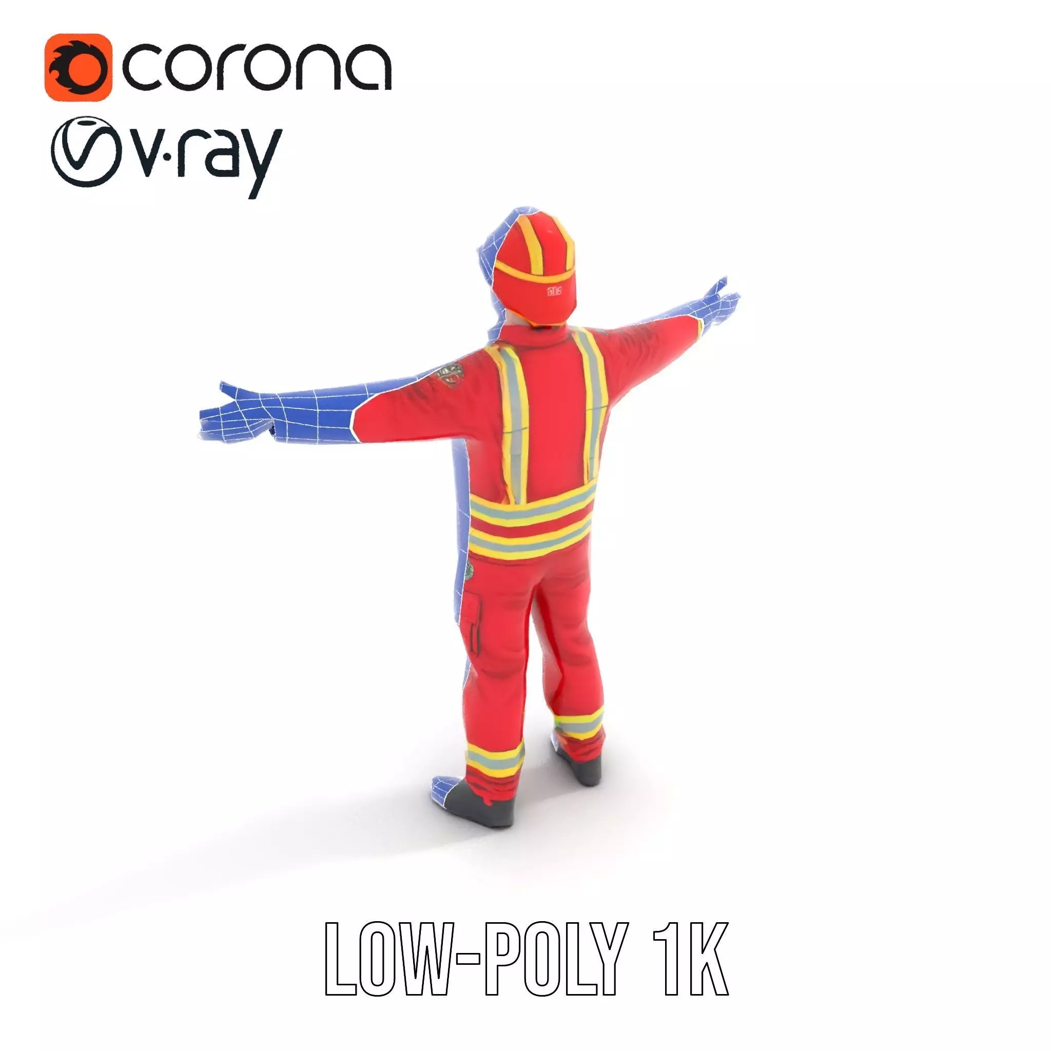 Firefighter Uniform model pack with Reflective Strips Low-poly 3D model_24