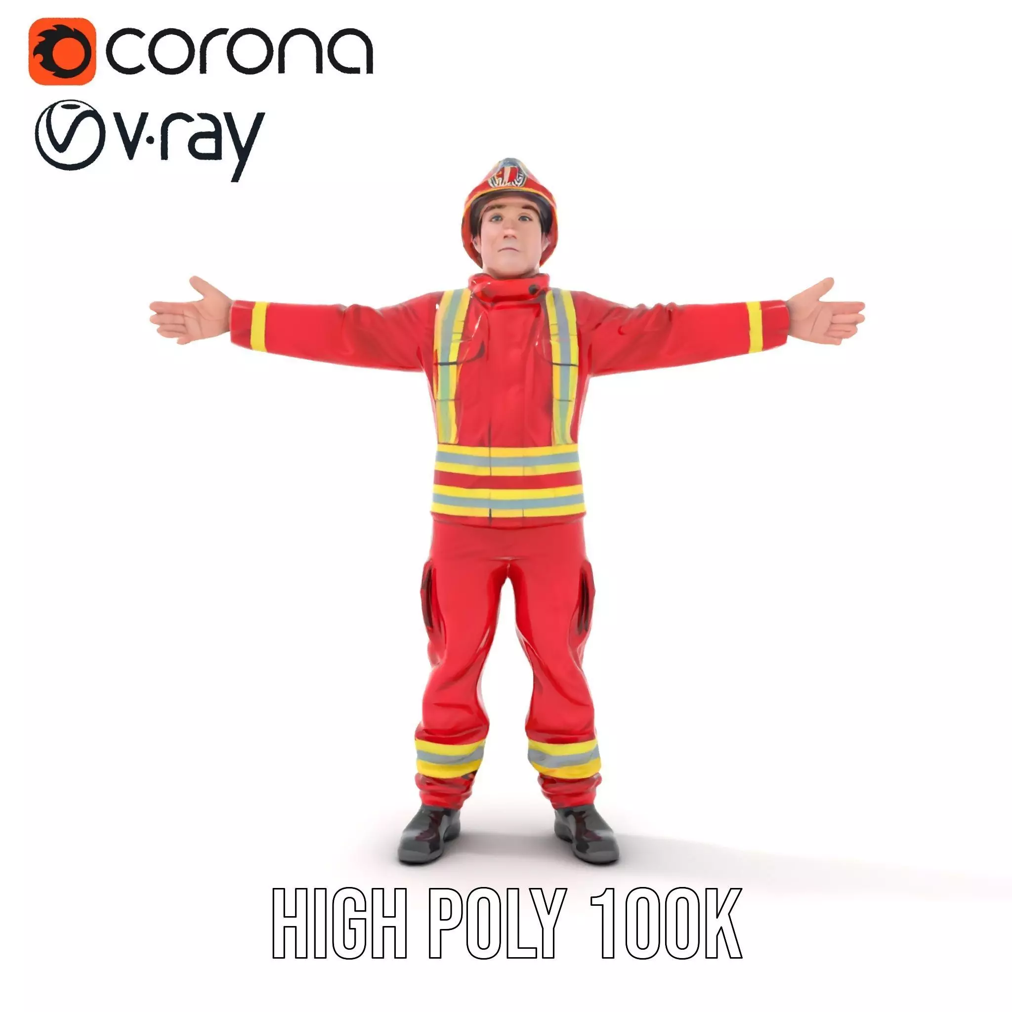 Firefighter Uniform model pack with Reflective Strips Low-poly 3D model_31