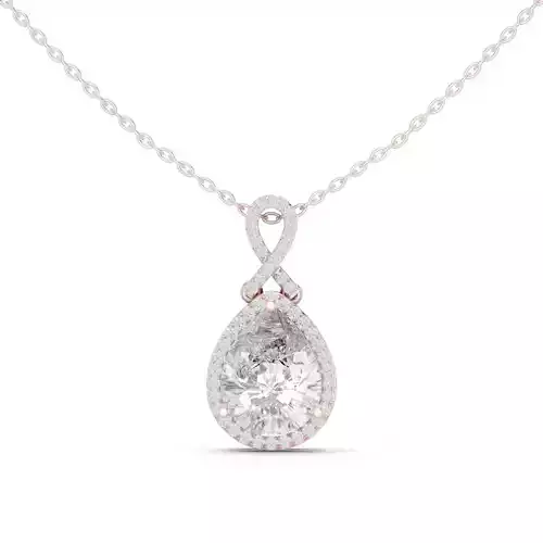 Pear Cut Halo Diamond Pendant Woman Necklace 3dm STL Video