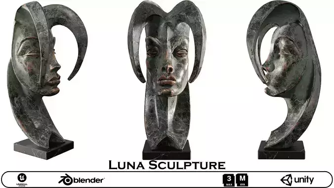 Luna Sculpture-Moon Goddess Art Piece 3D Model