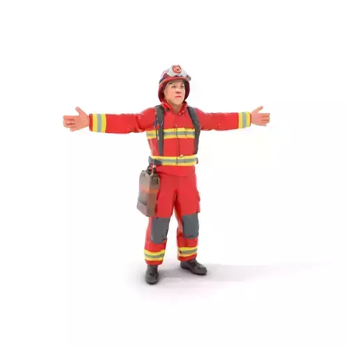 Firefighter Character Model Pack with Detailed Uniform Low-poly 3D model