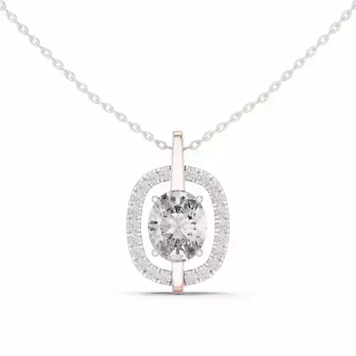 Oval Diamond Halo Pendant Woman Necklace 3dm STL Video
