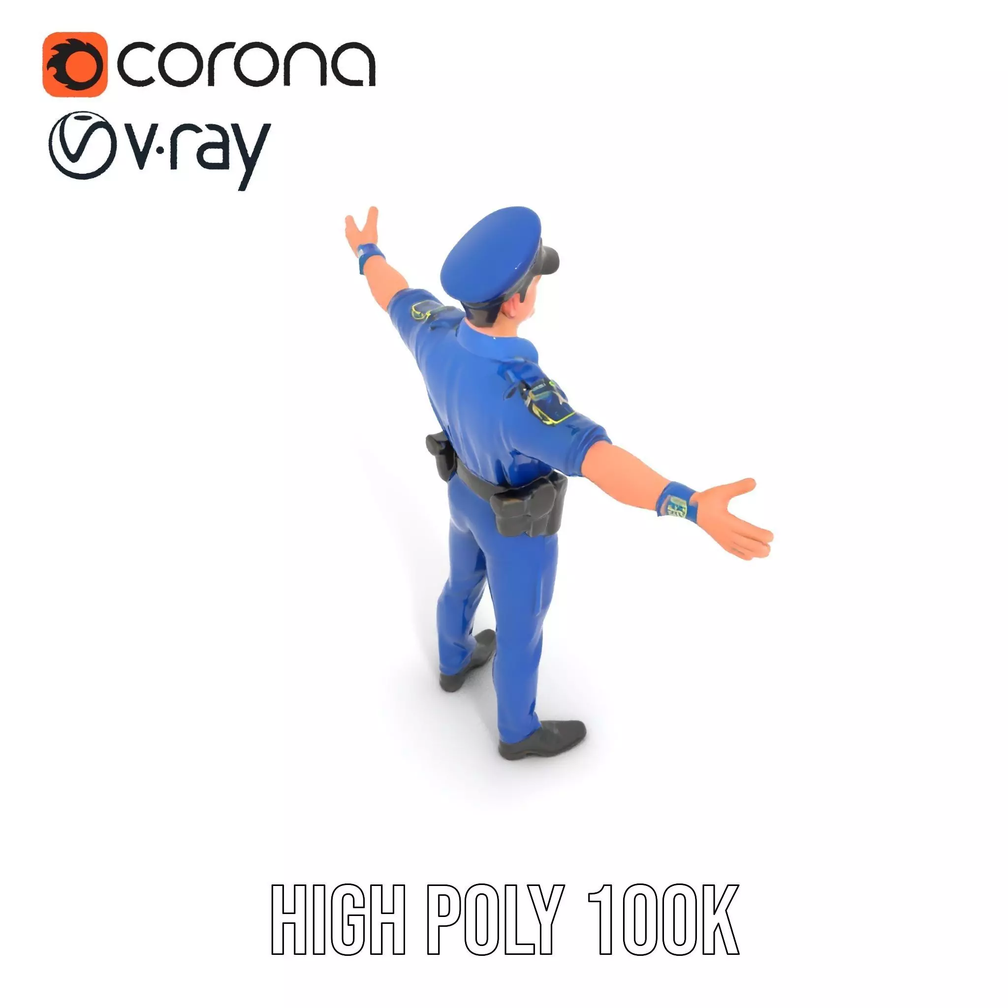 Cartoon Police Officer Model Pack Low-poly 3D model_15