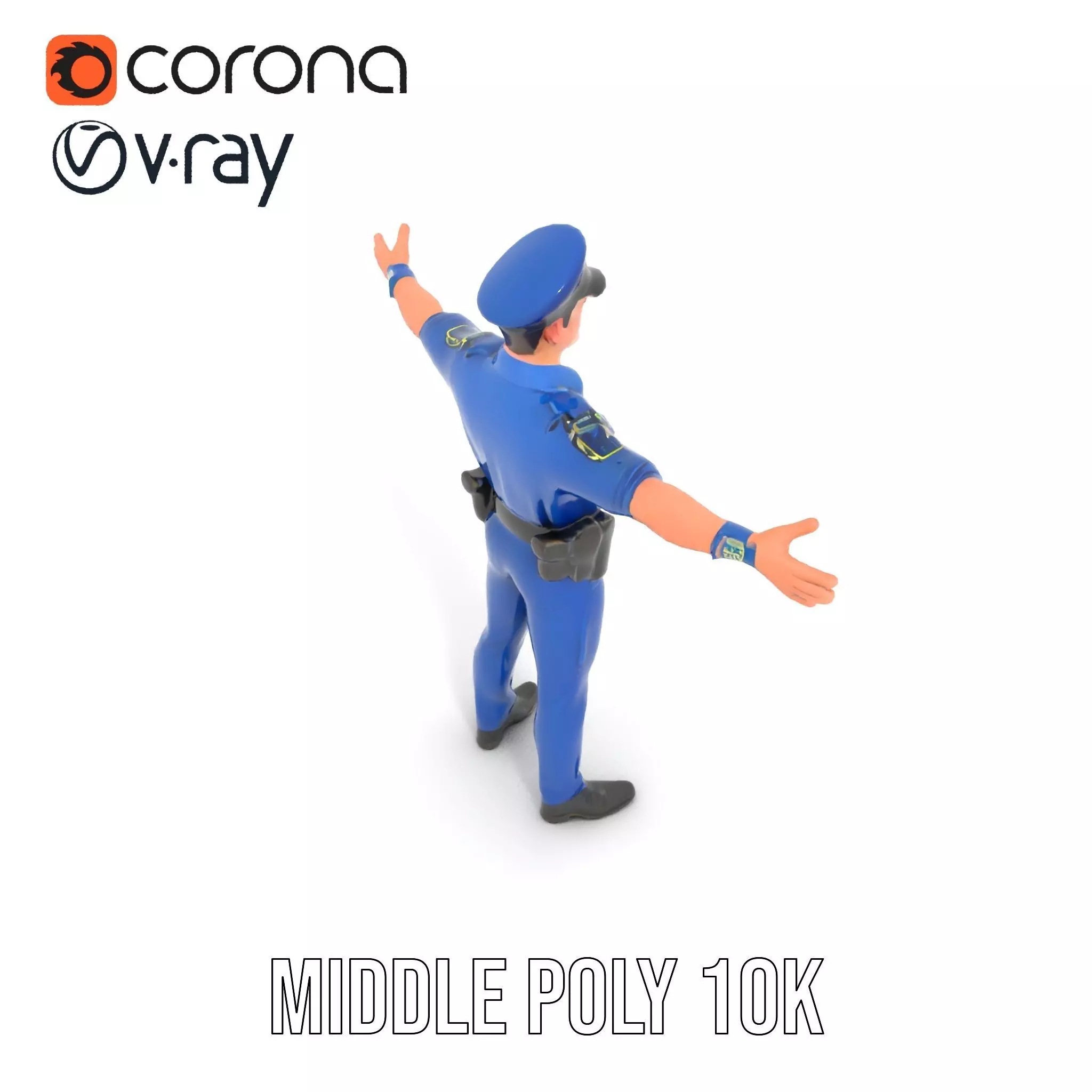 Cartoon Police Officer Model Pack Low-poly 3D model_6