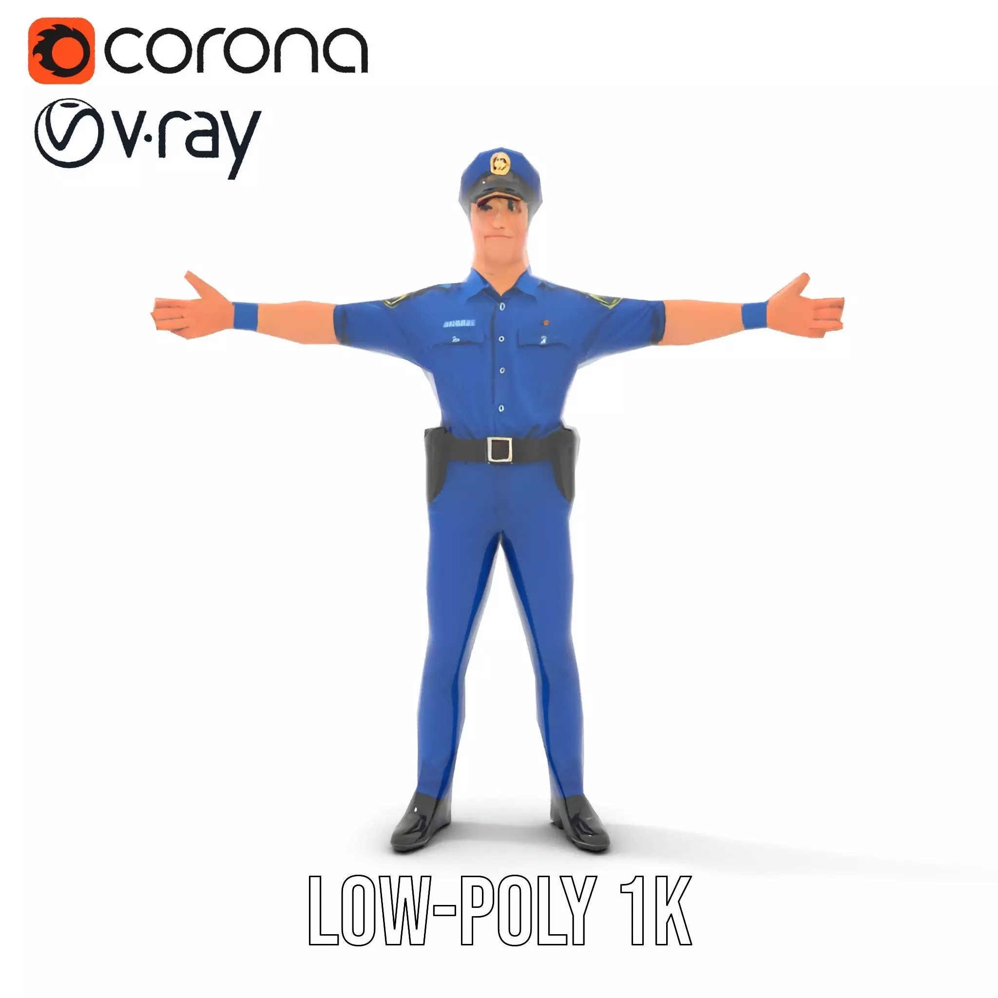 Cartoon Police Officer Model Pack Low-poly 3D model_23