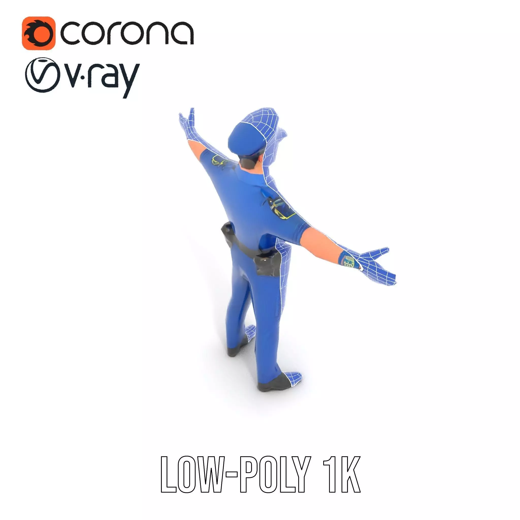 Cartoon Police Officer Model Pack Low-poly 3D model_28