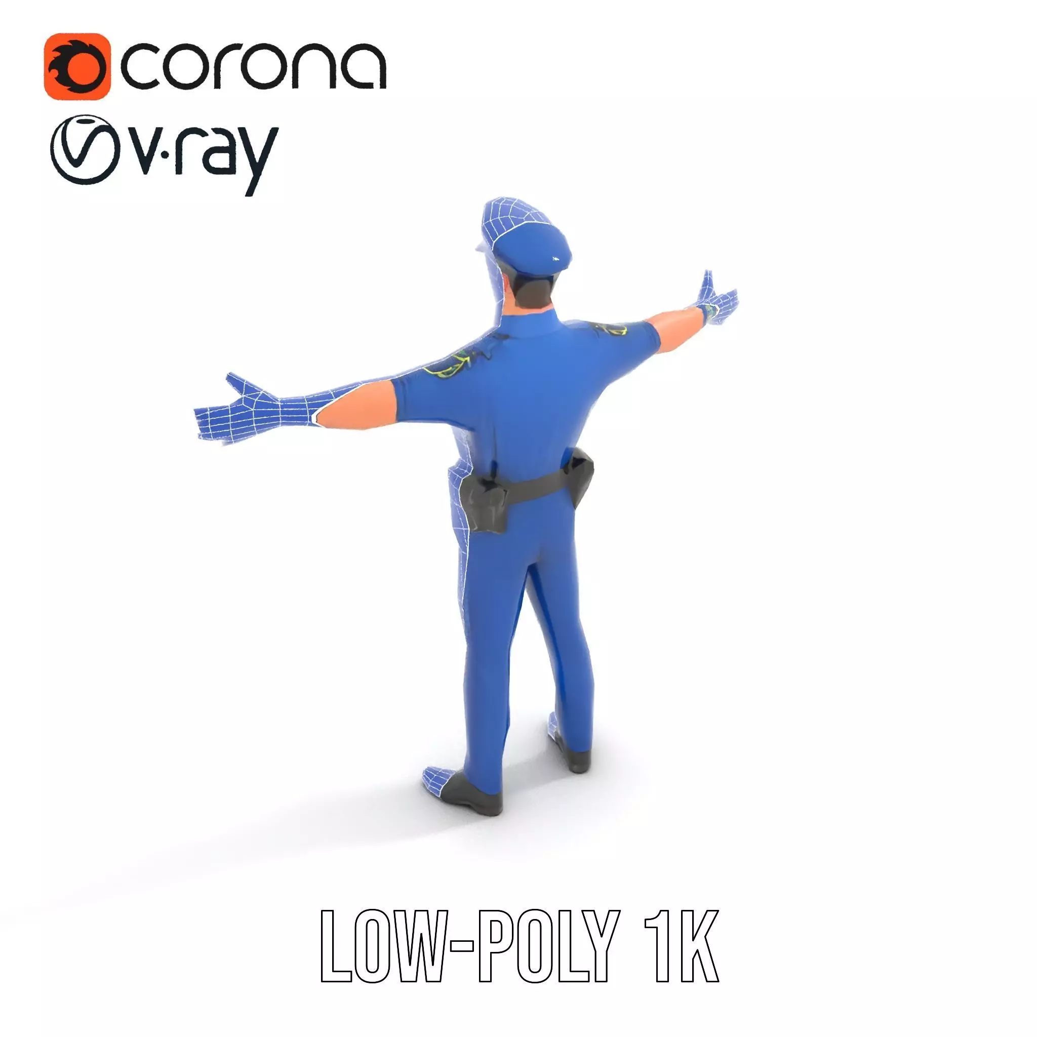 Cartoon Police Officer Model Pack Low-poly 3D model_14