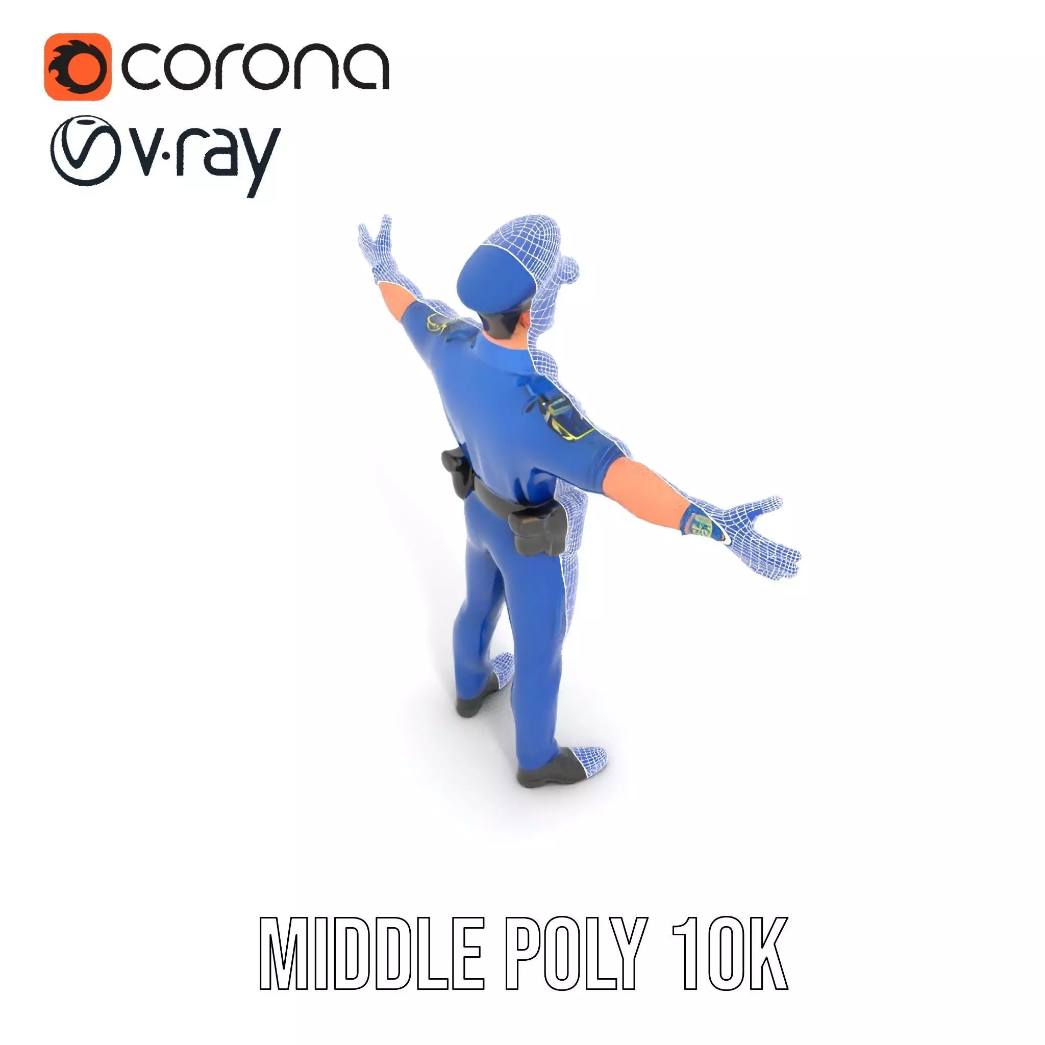 Cartoon Police Officer Model Pack Low-poly 3D model_27