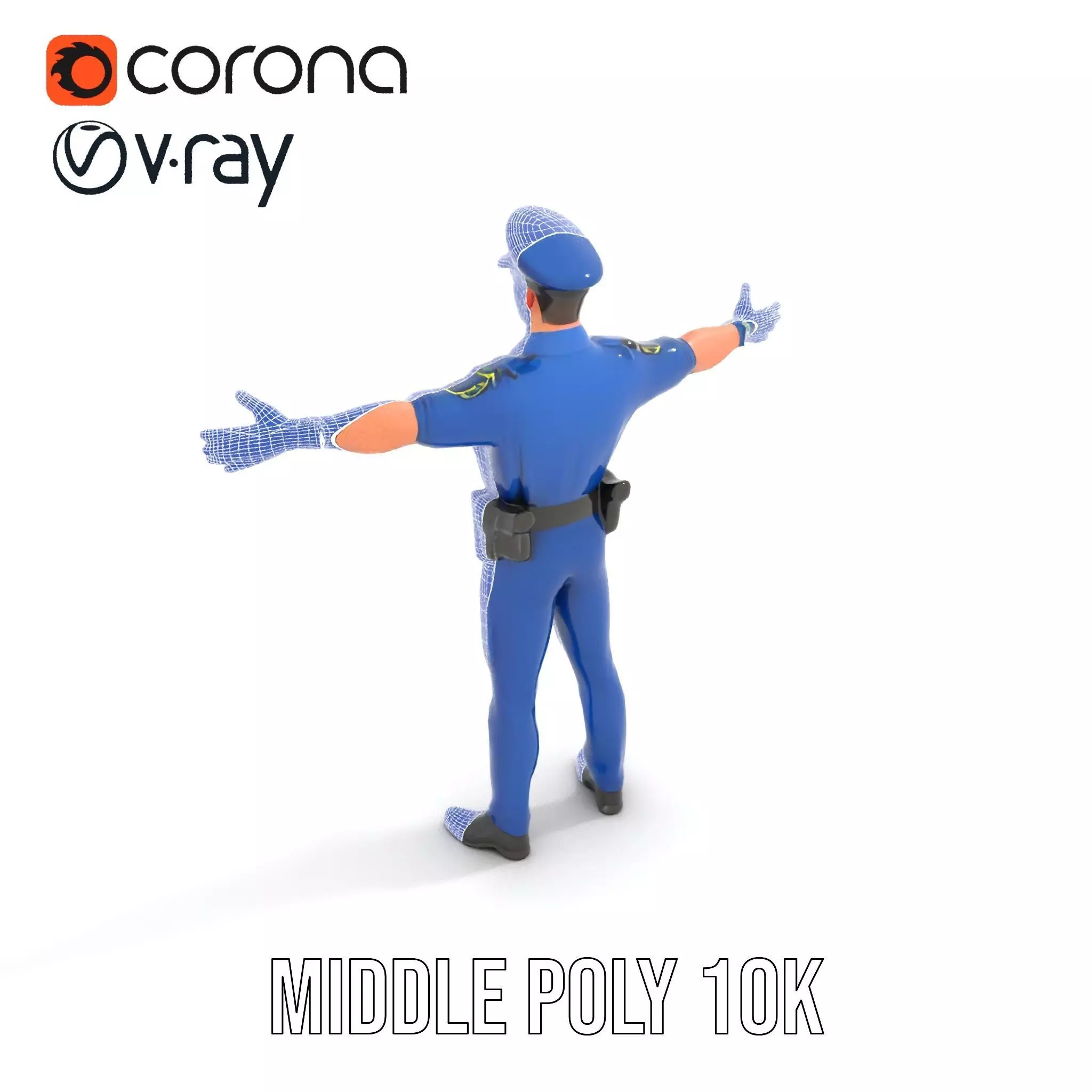Cartoon Police Officer Model Pack Low-poly 3D model_13