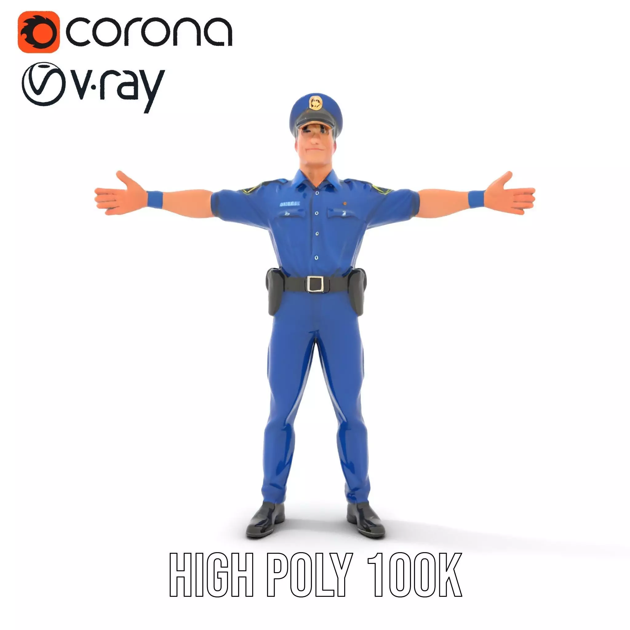 Cartoon Police Officer Model Pack Low-poly 3D model_21