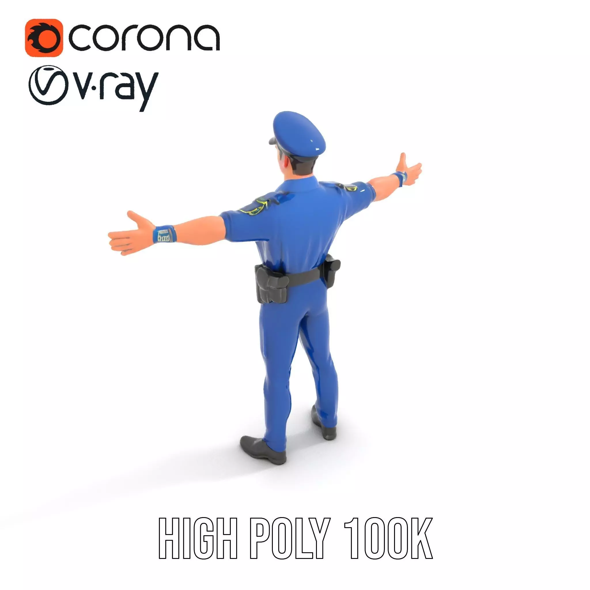 Cartoon Police Officer Model Pack Low-poly 3D model_9