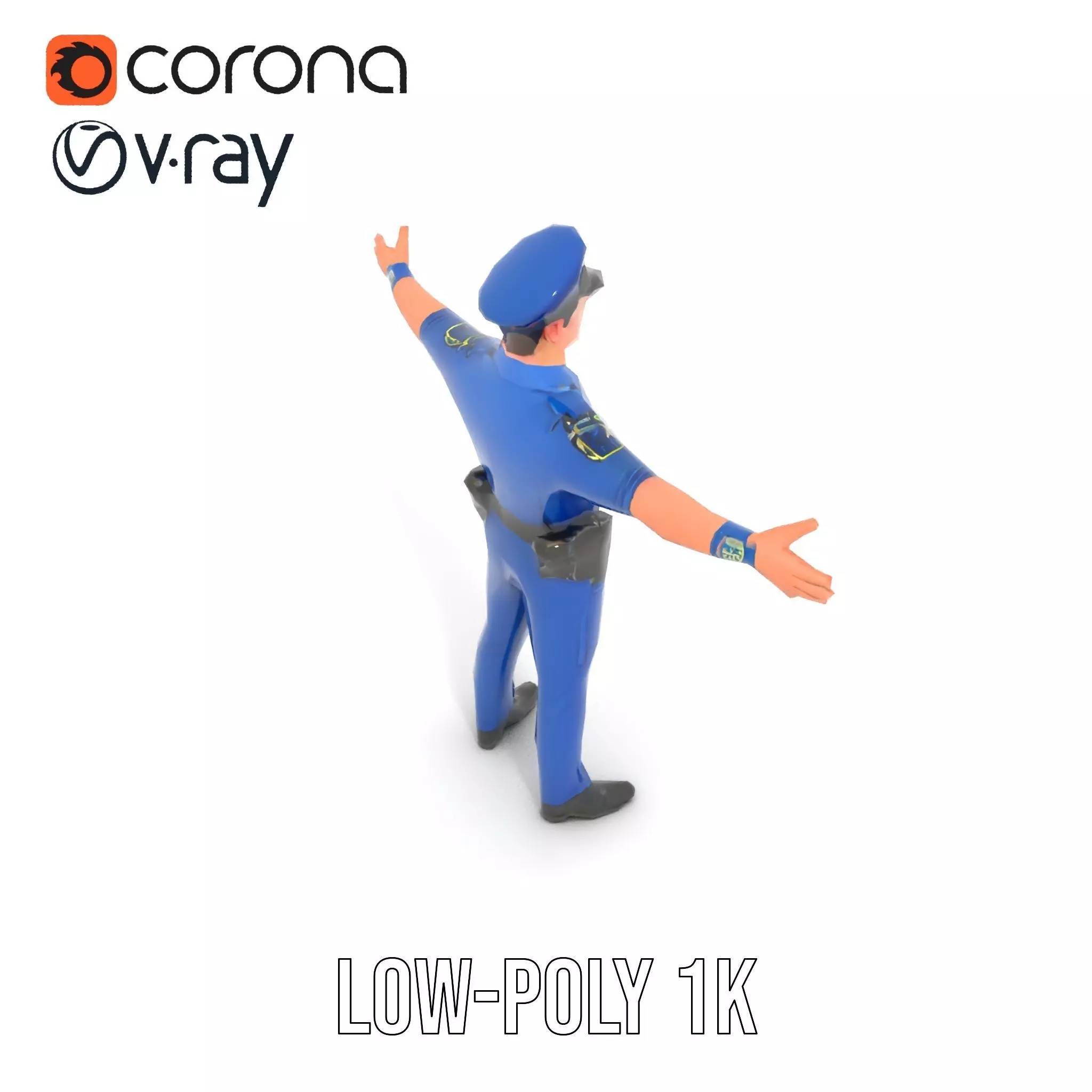 Cartoon Police Officer Model Pack Low-poly 3D model_7