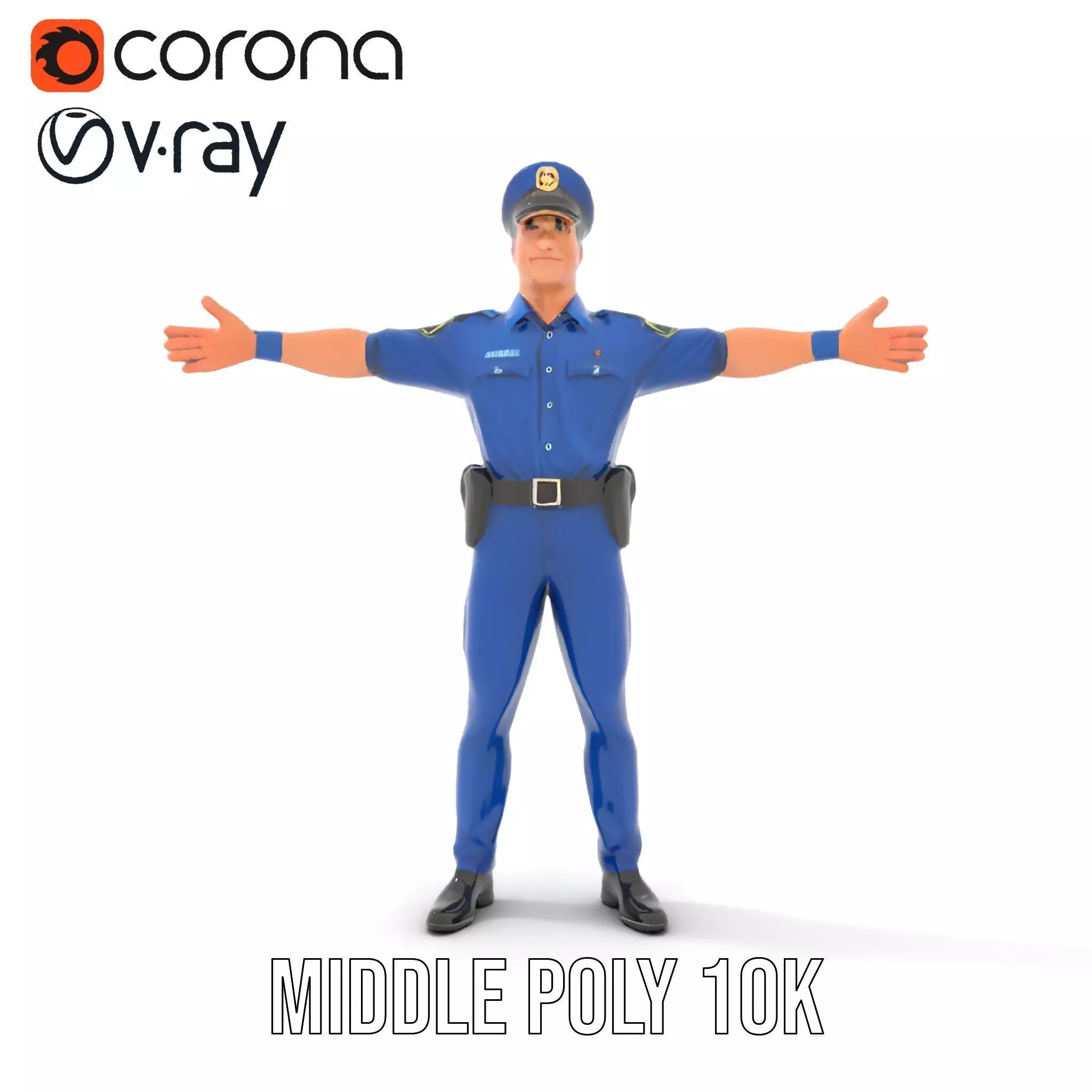 Cartoon Police Officer Model Pack Low-poly 3D model_19