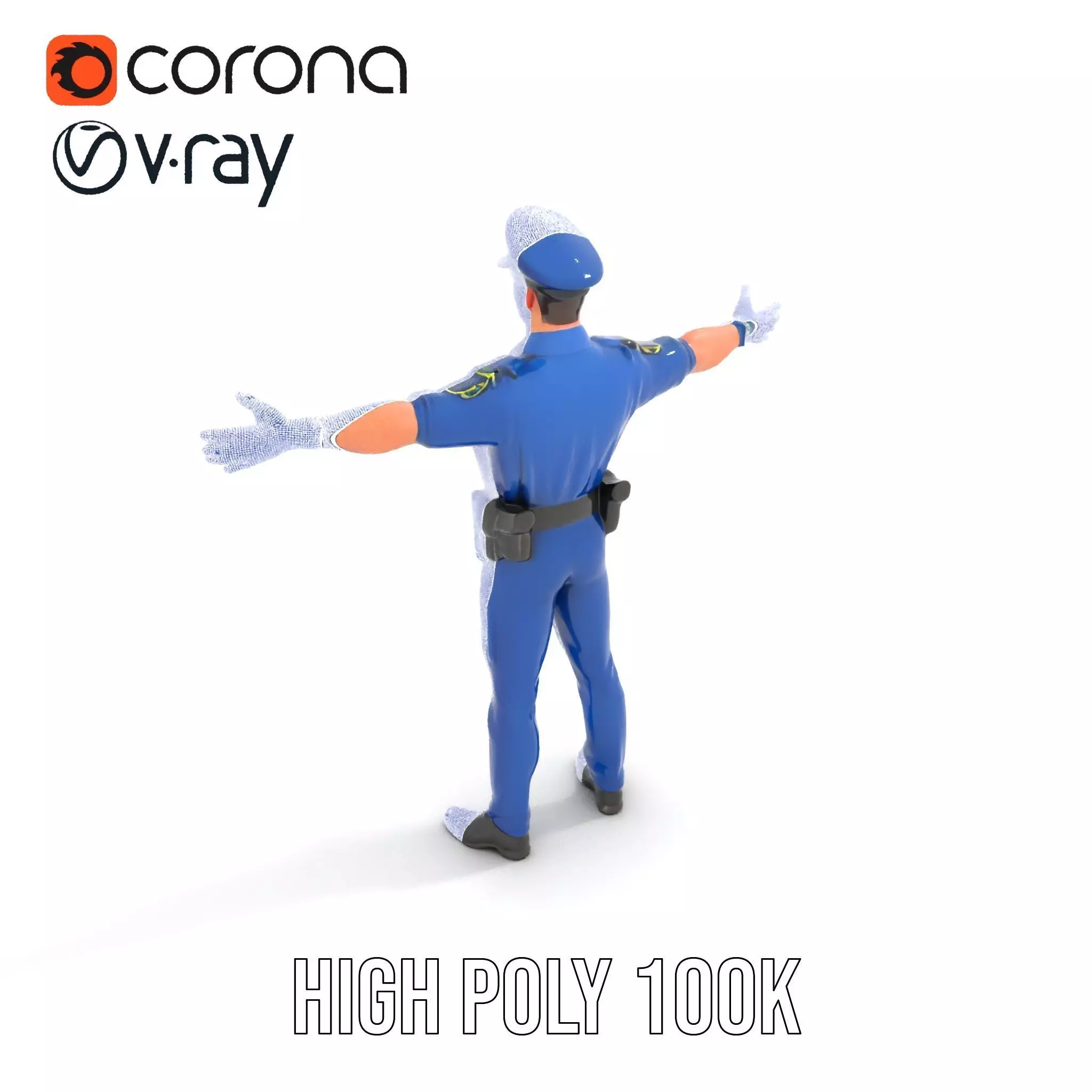 Cartoon Police Officer Model Pack Low-poly 3D model_29