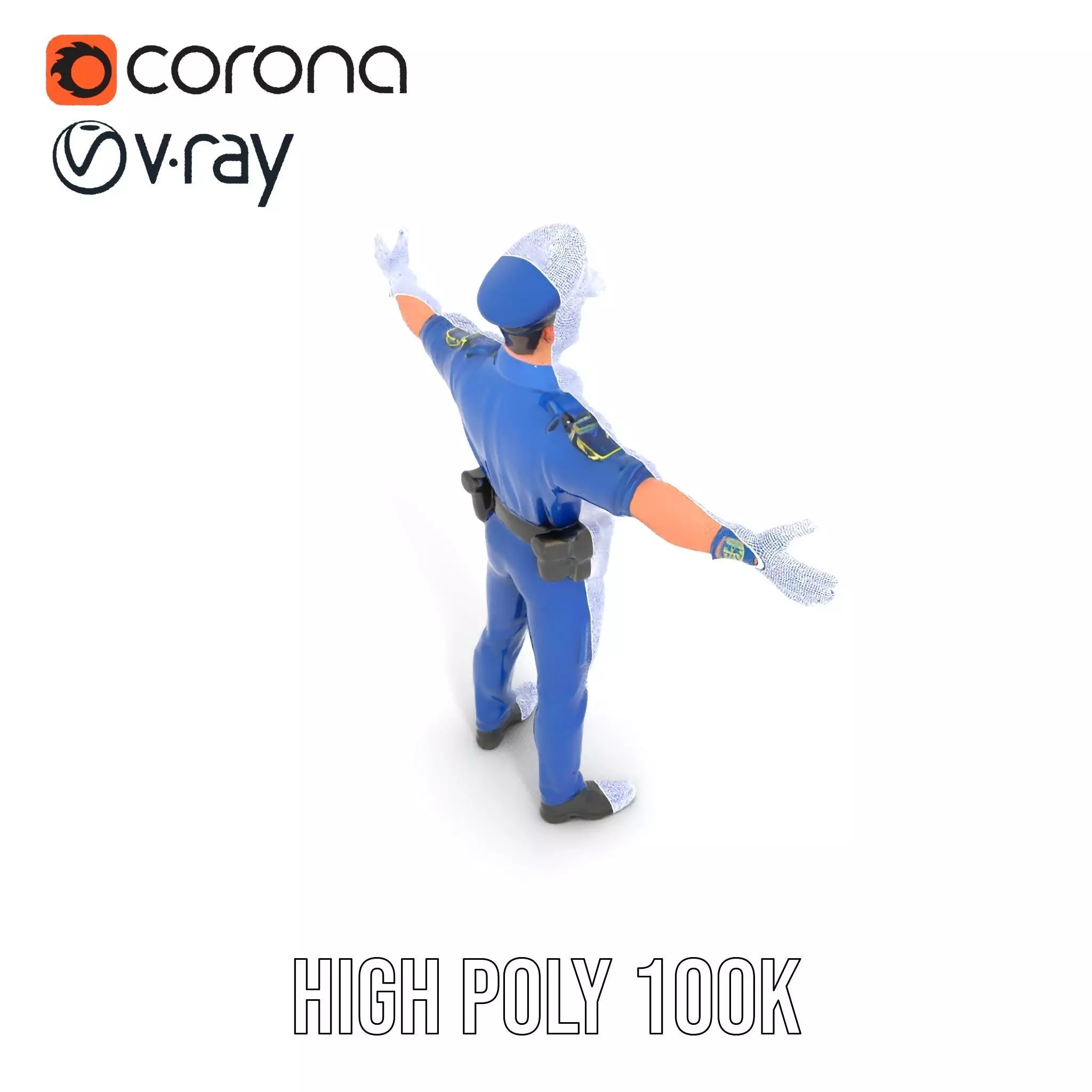 Cartoon Police Officer Model Pack Low-poly 3D model_34