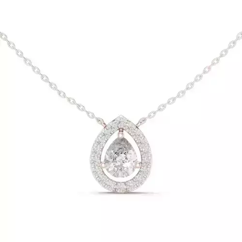 Pear Cut Halo Diamond Pendant Woman Necklace 3dm STL Video