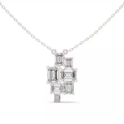 Emerald Cut  Diamond Pendant Woman Necklace 3dm STL Video 3D print model