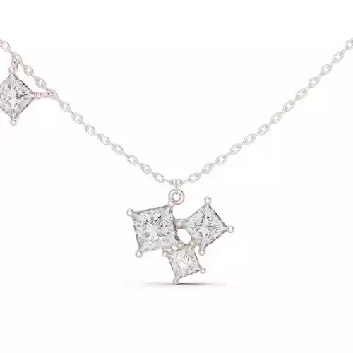 Three Princess Diamond Pendant Woman Necklace 3dm STL Video