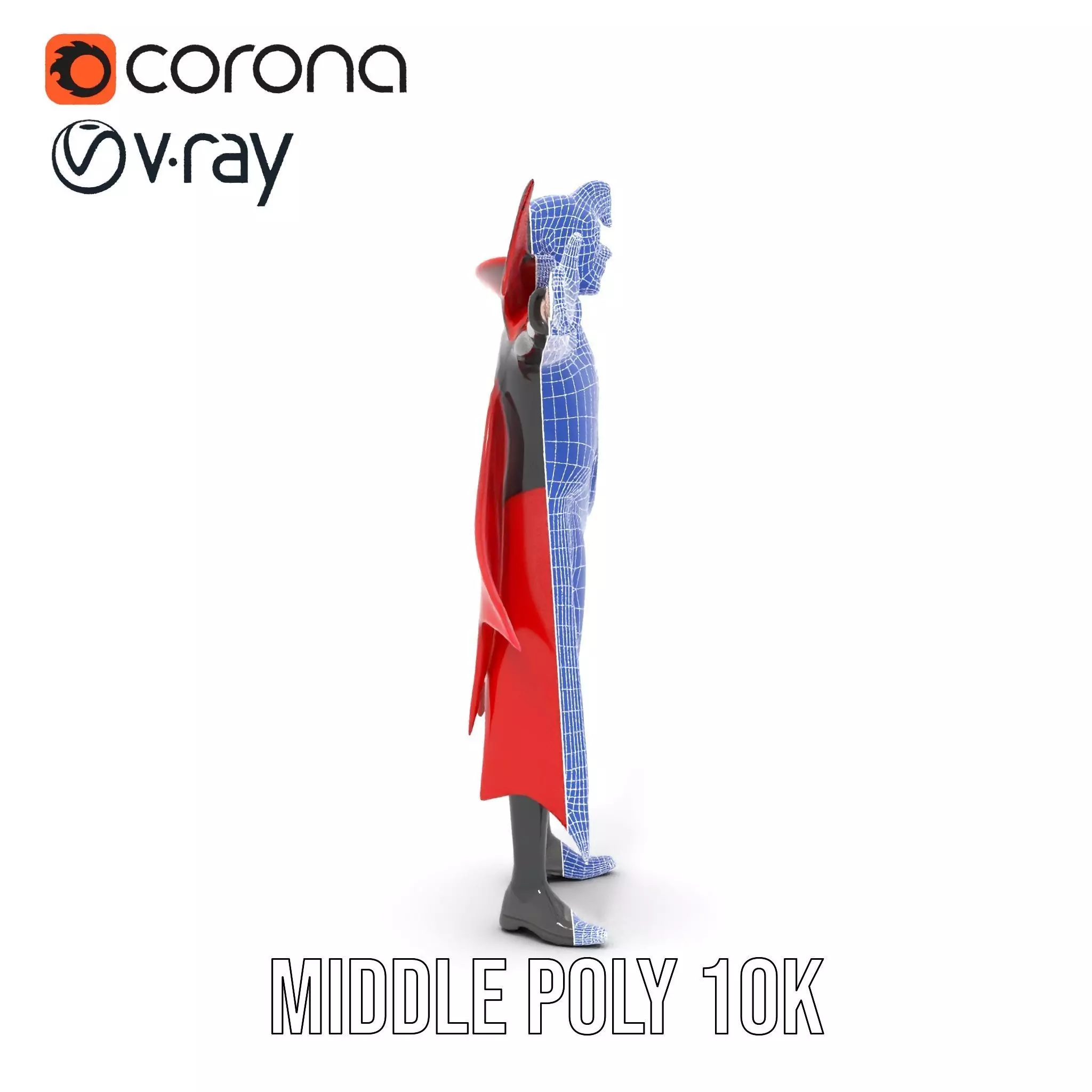 Vampire Character with Red Cape Model Pack Low-poly 3D model_24