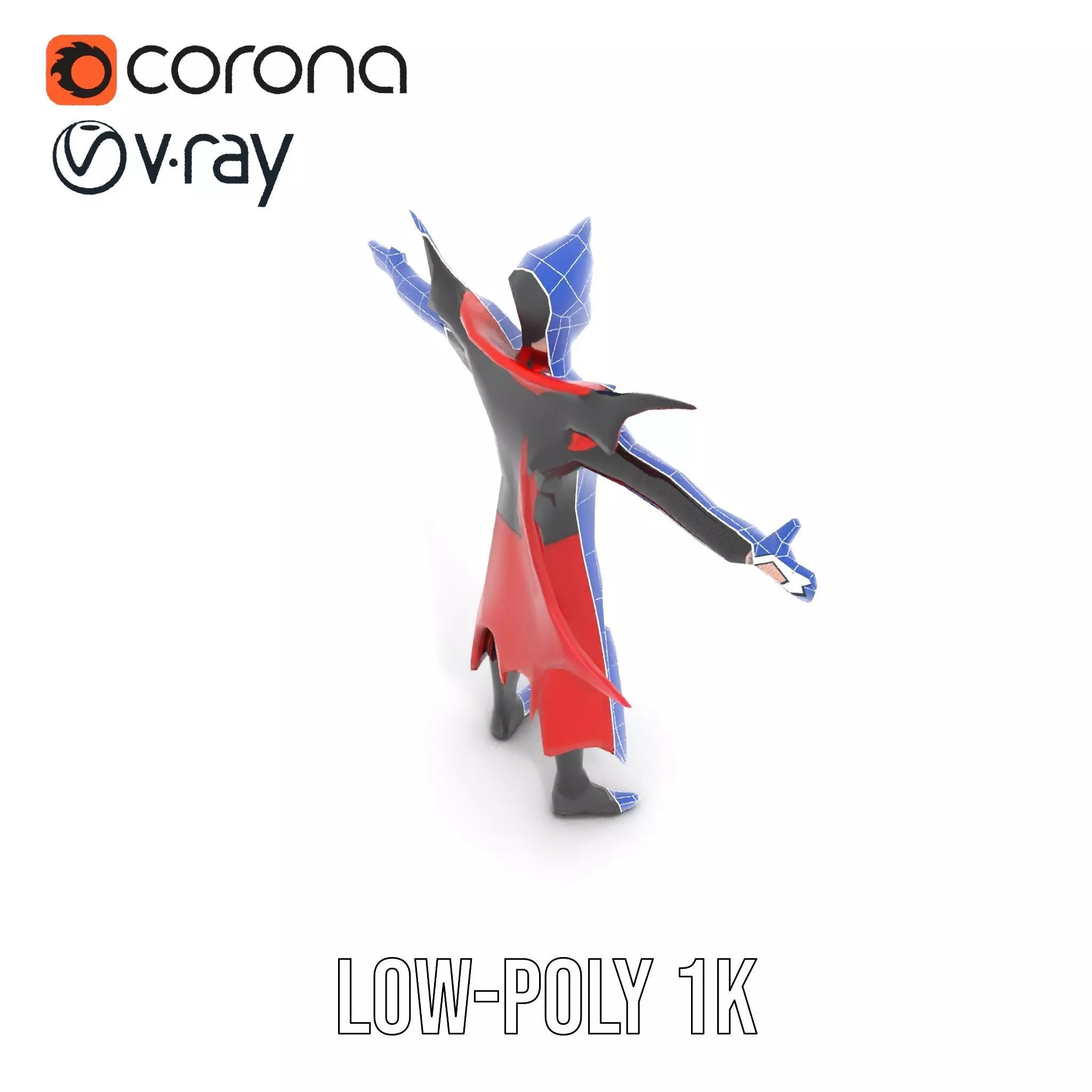 Vampire Character with Red Cape Model Pack Low-poly 3D model_17