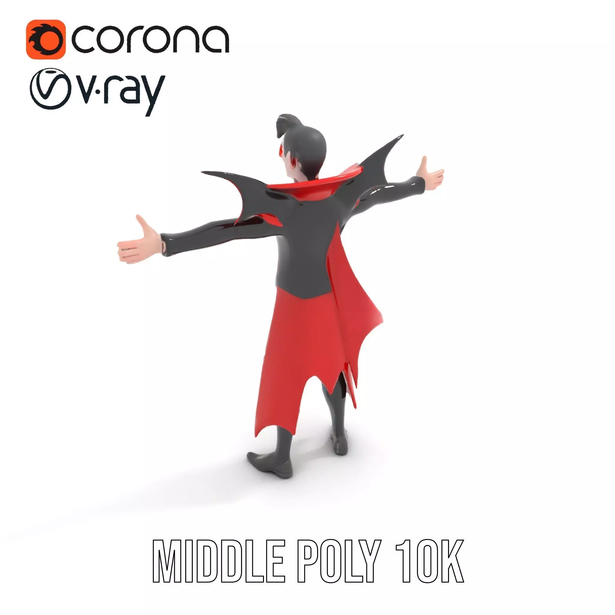 Vampire Character with Red Cape Model Pack Low-poly 3D model_10