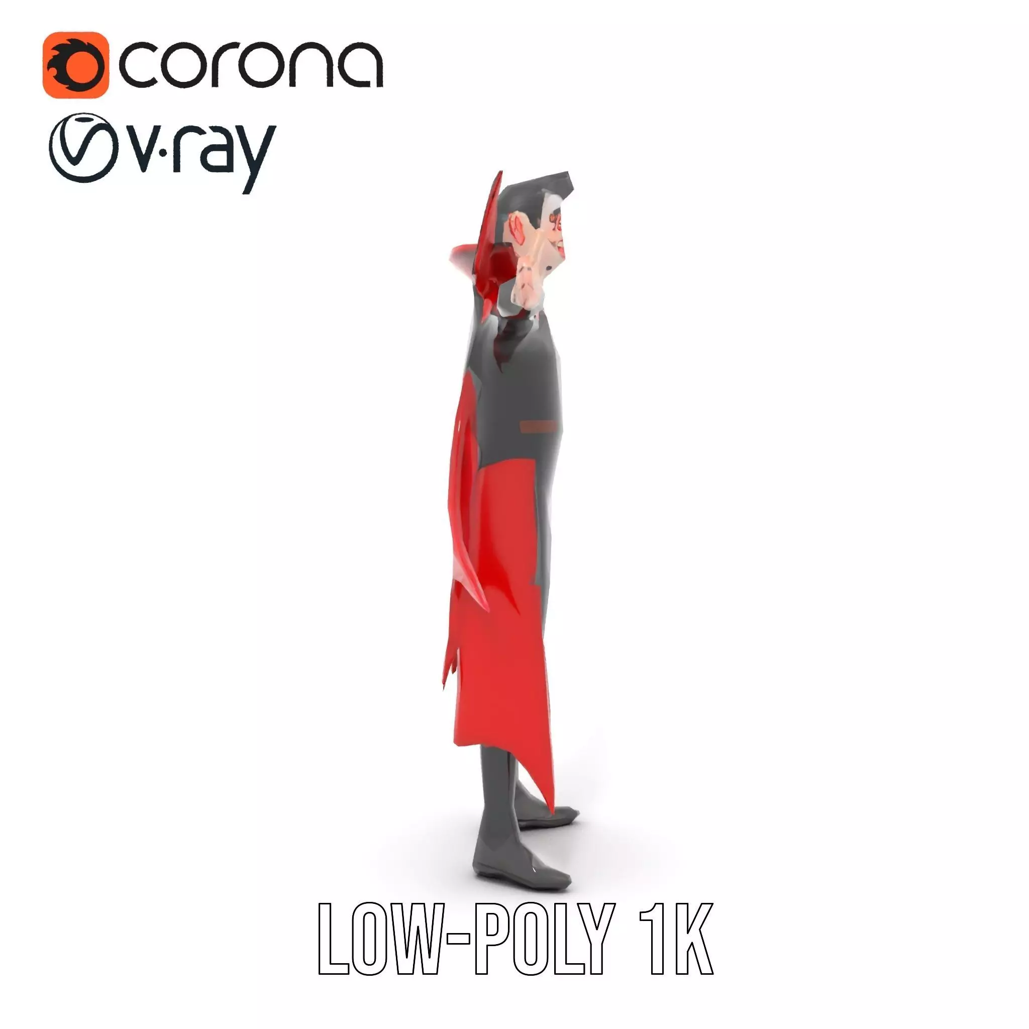 Vampire Character with Red Cape Model Pack Low-poly 3D model_11