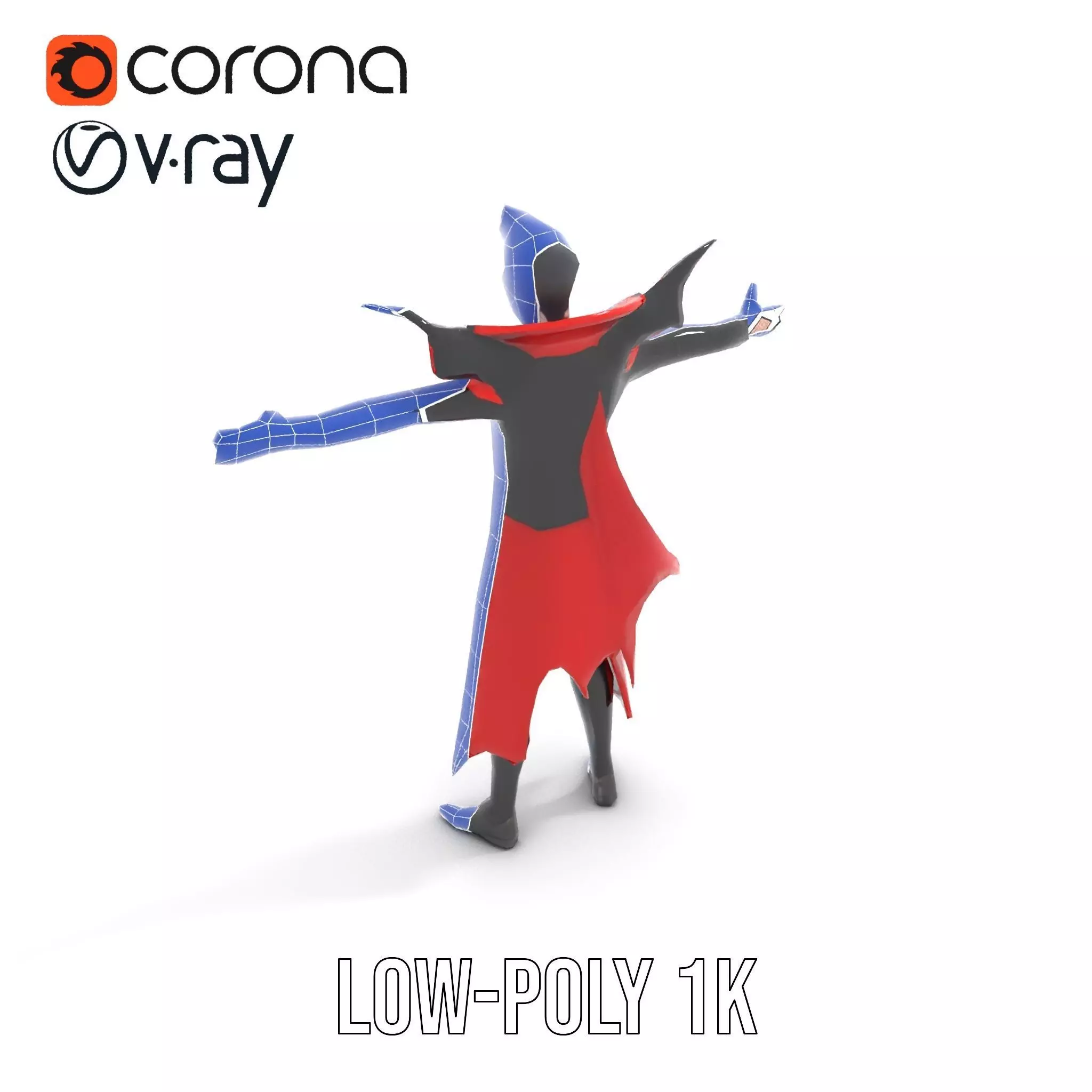 Vampire Character with Red Cape Model Pack Low-poly 3D model_20