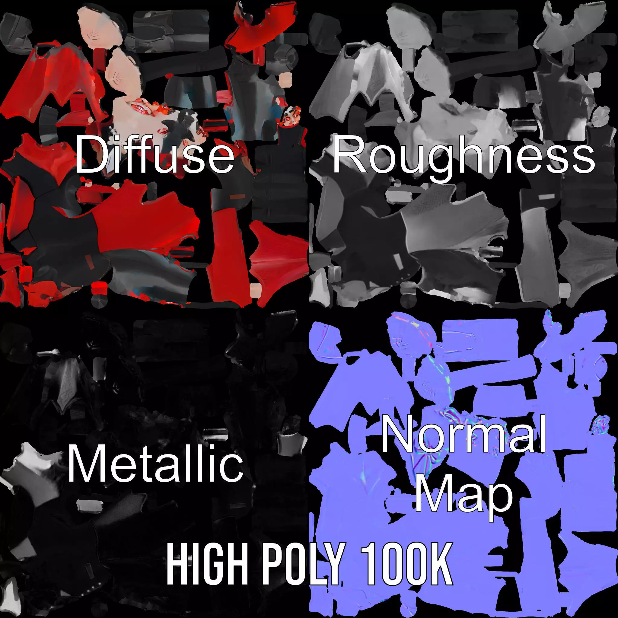 Vampire Character with Red Cape Model Pack Low-poly 3D model_3