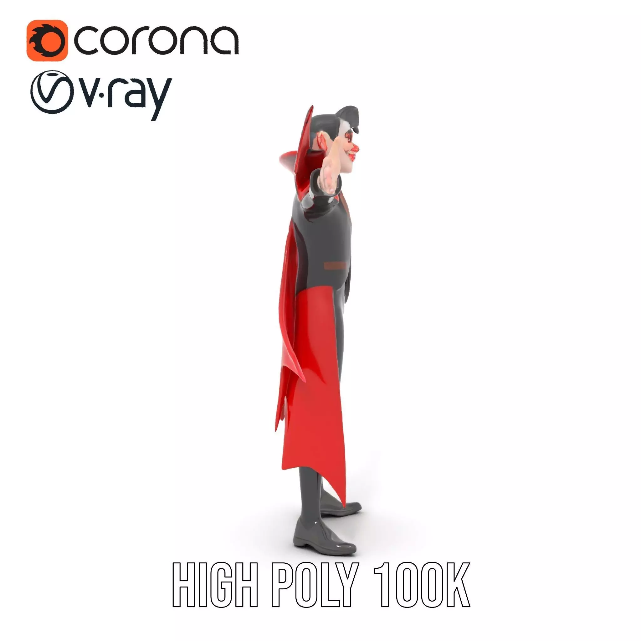 Vampire Character with Red Cape Model Pack Low-poly 3D model_18