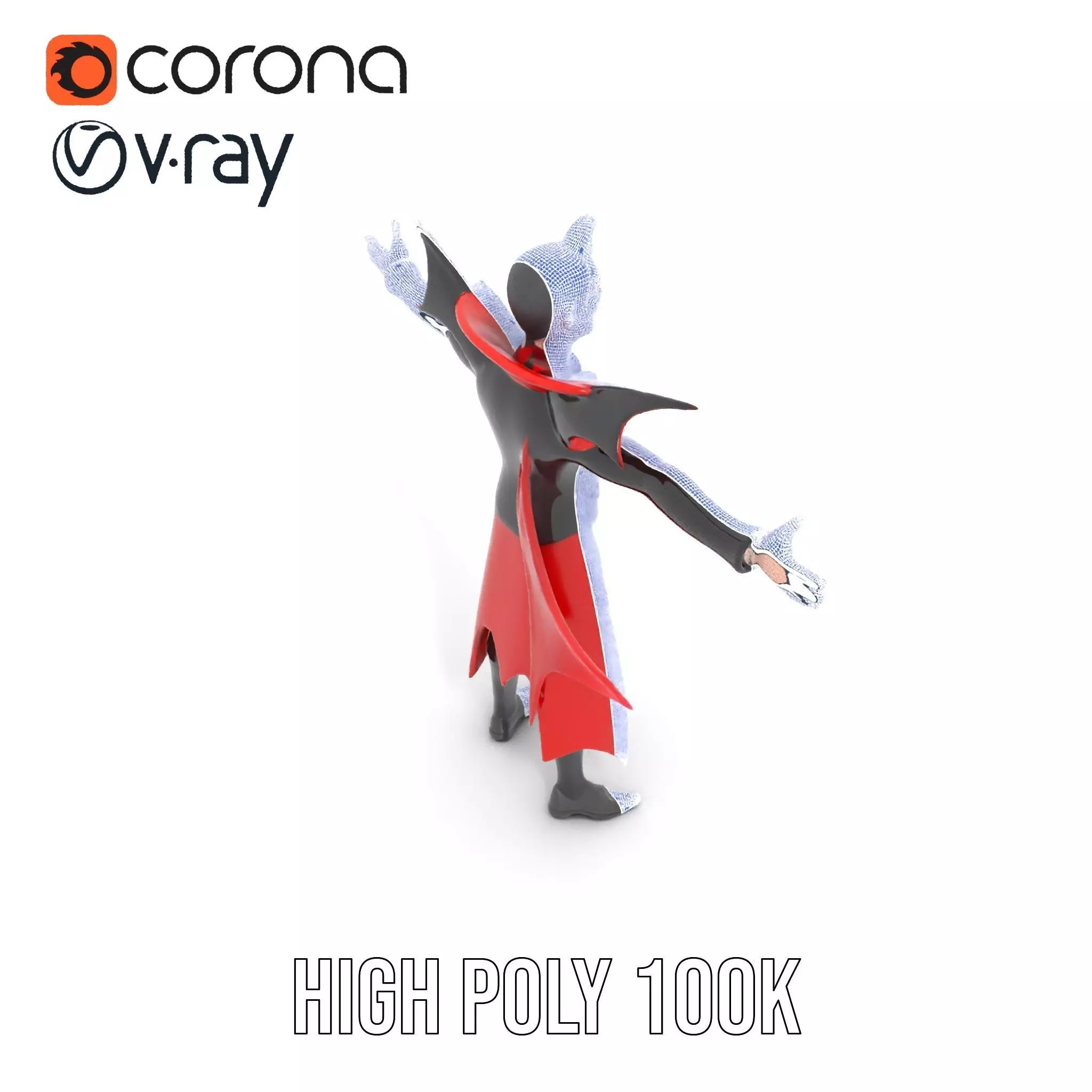 Vampire Character with Red Cape Model Pack Low-poly 3D model_23