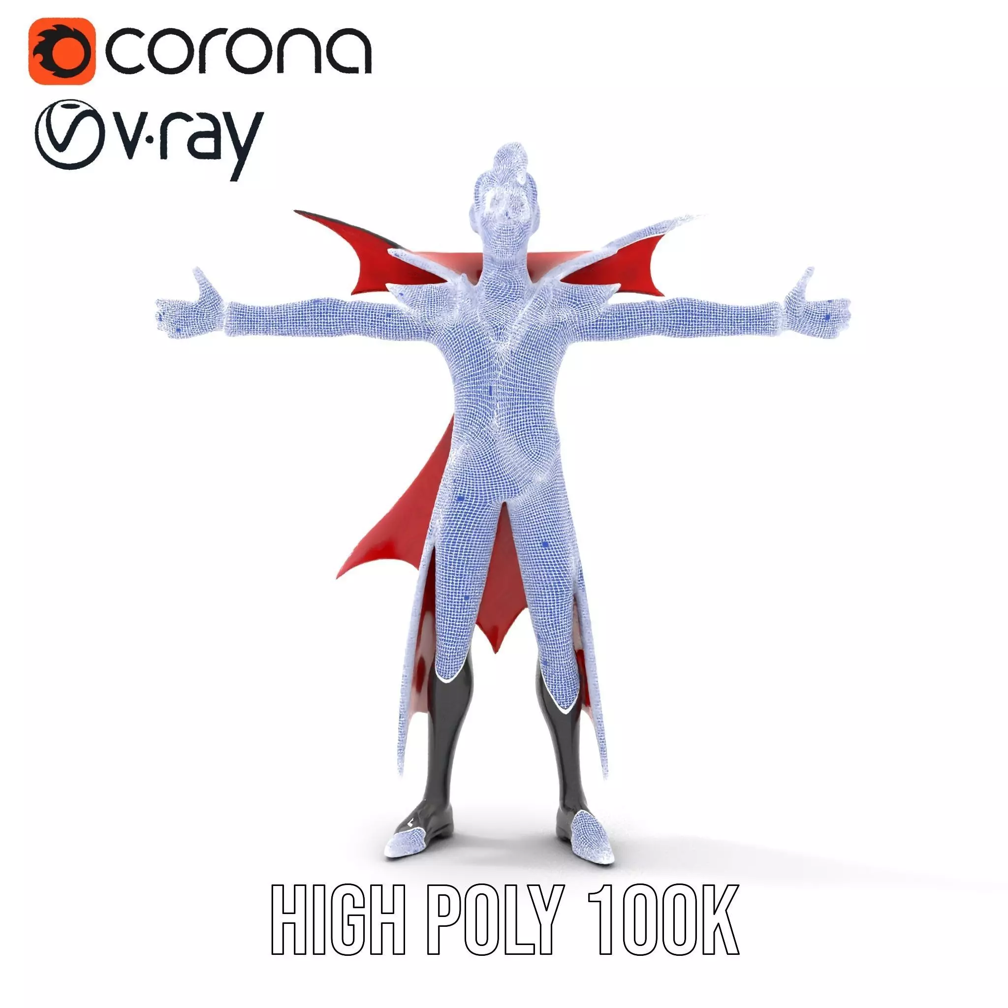 Vampire Character with Red Cape Model Pack Low-poly 3D model_32