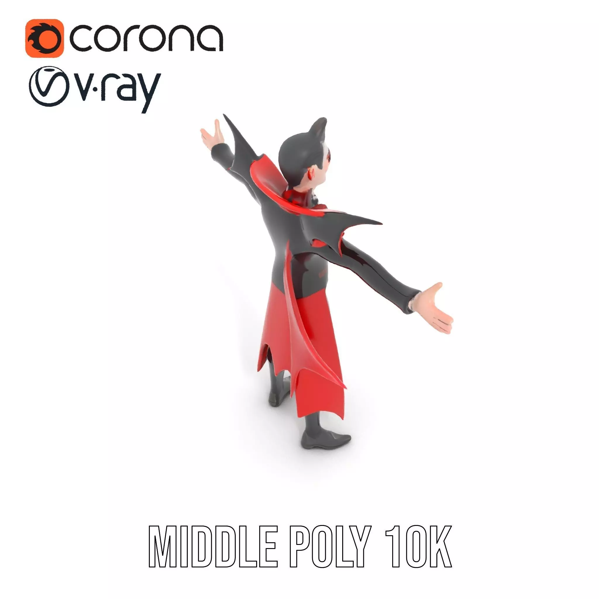 Vampire Character with Red Cape Model Pack Low-poly 3D model_6