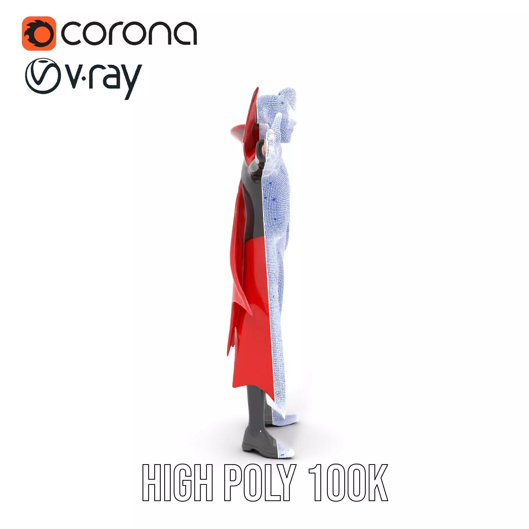 Vampire Character with Red Cape Model Pack Low-poly 3D model_31