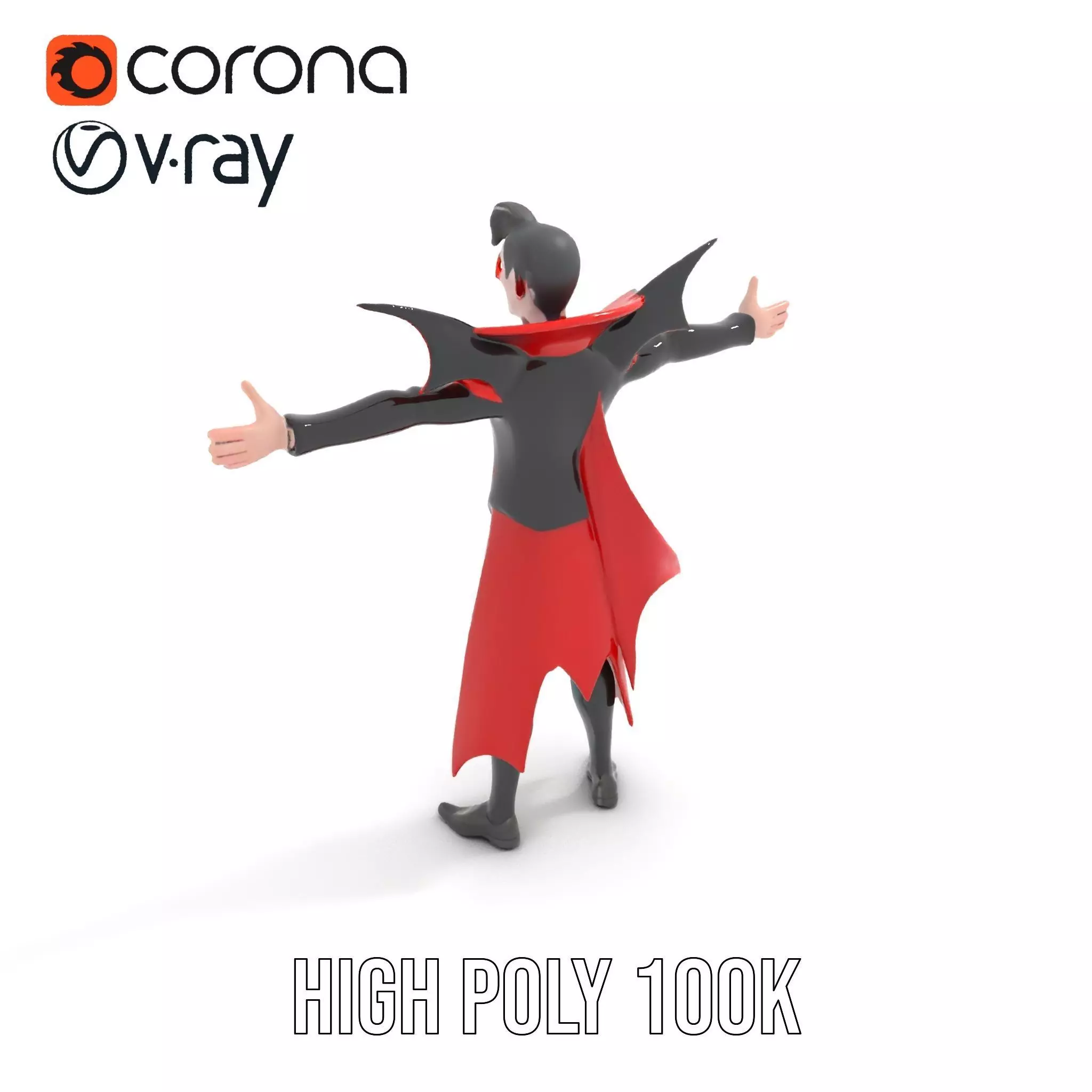 Vampire Character with Red Cape Model Pack Low-poly 3D model_12