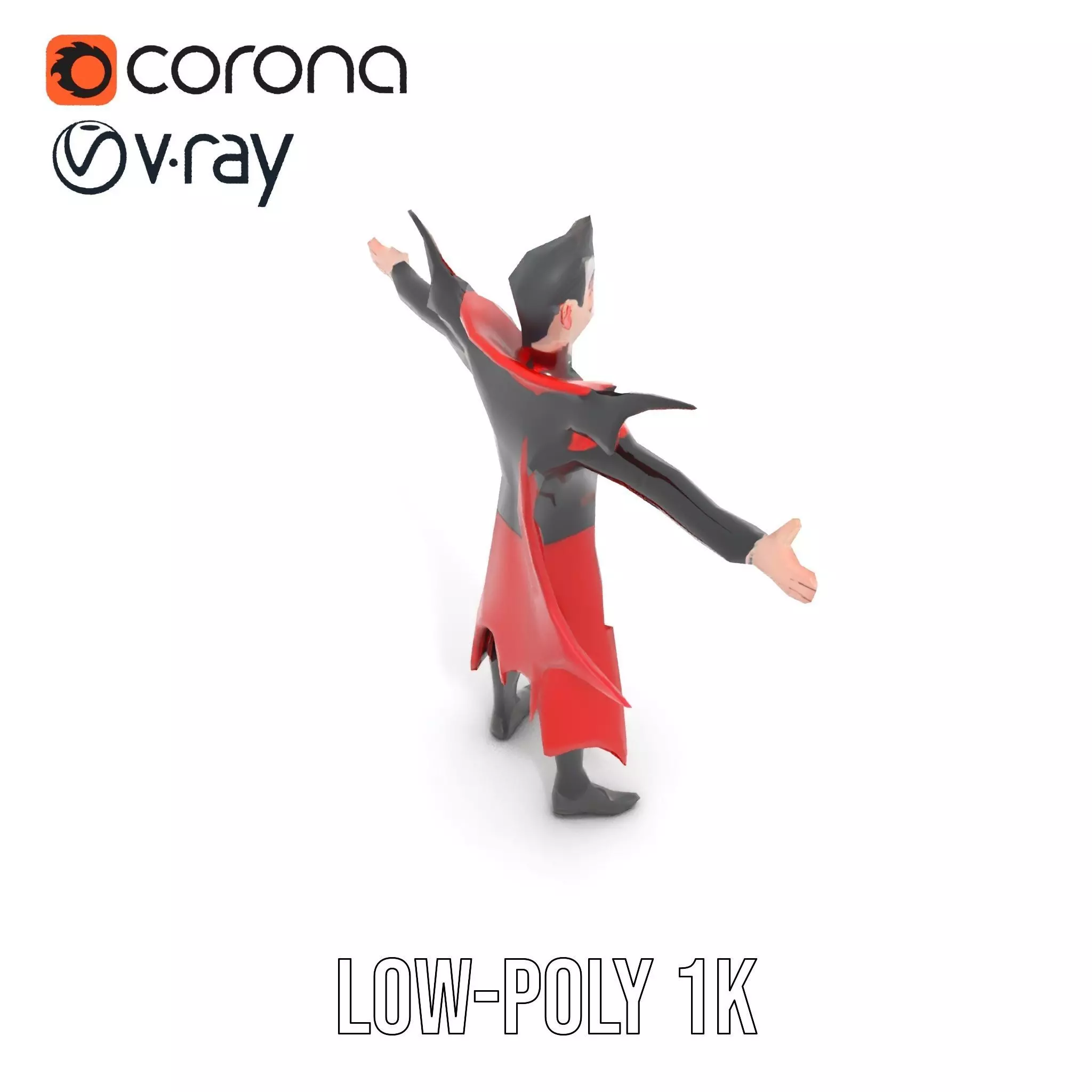 Vampire Character with Red Cape Model Pack Low-poly 3D model_8