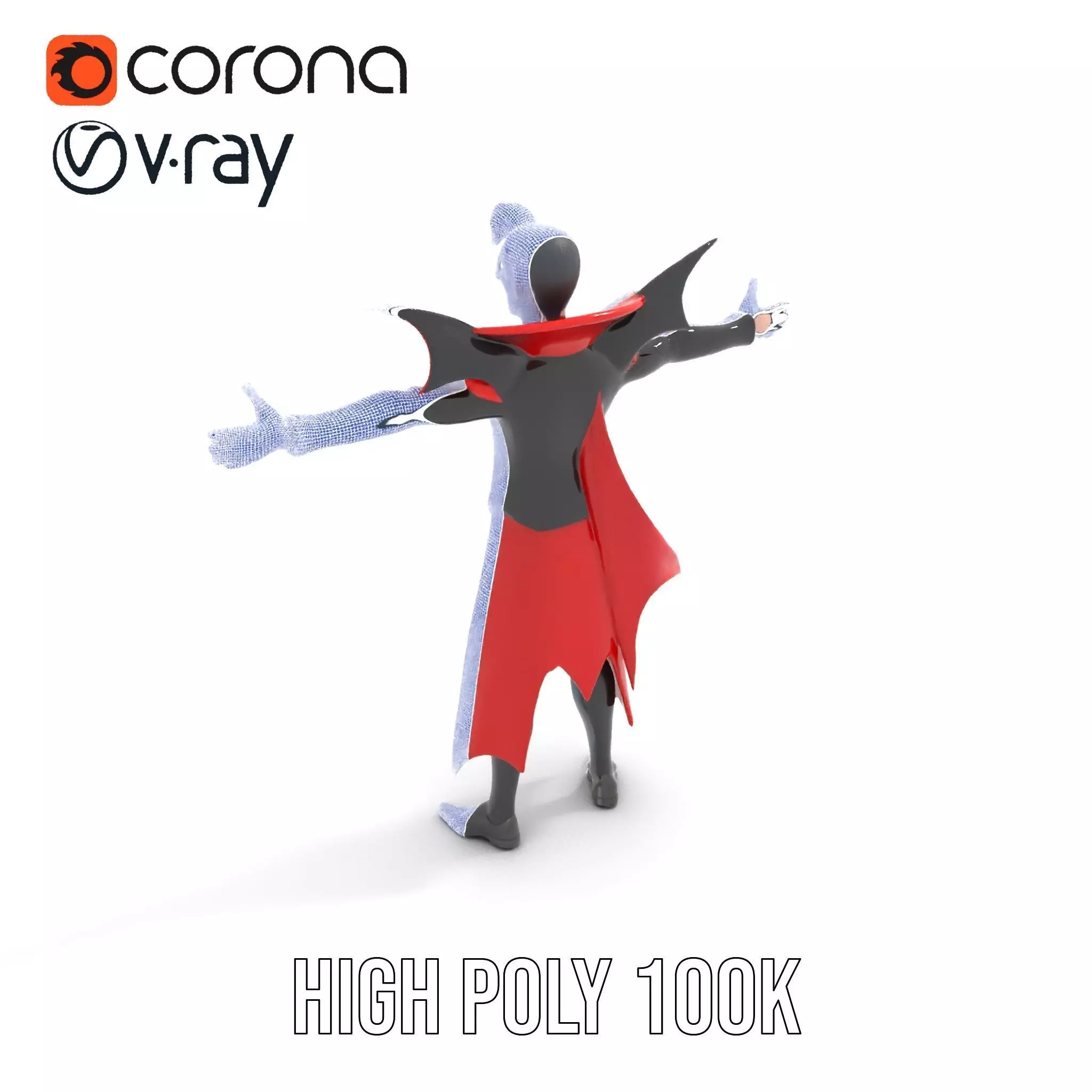 Vampire Character with Red Cape Model Pack Low-poly 3D model_9
