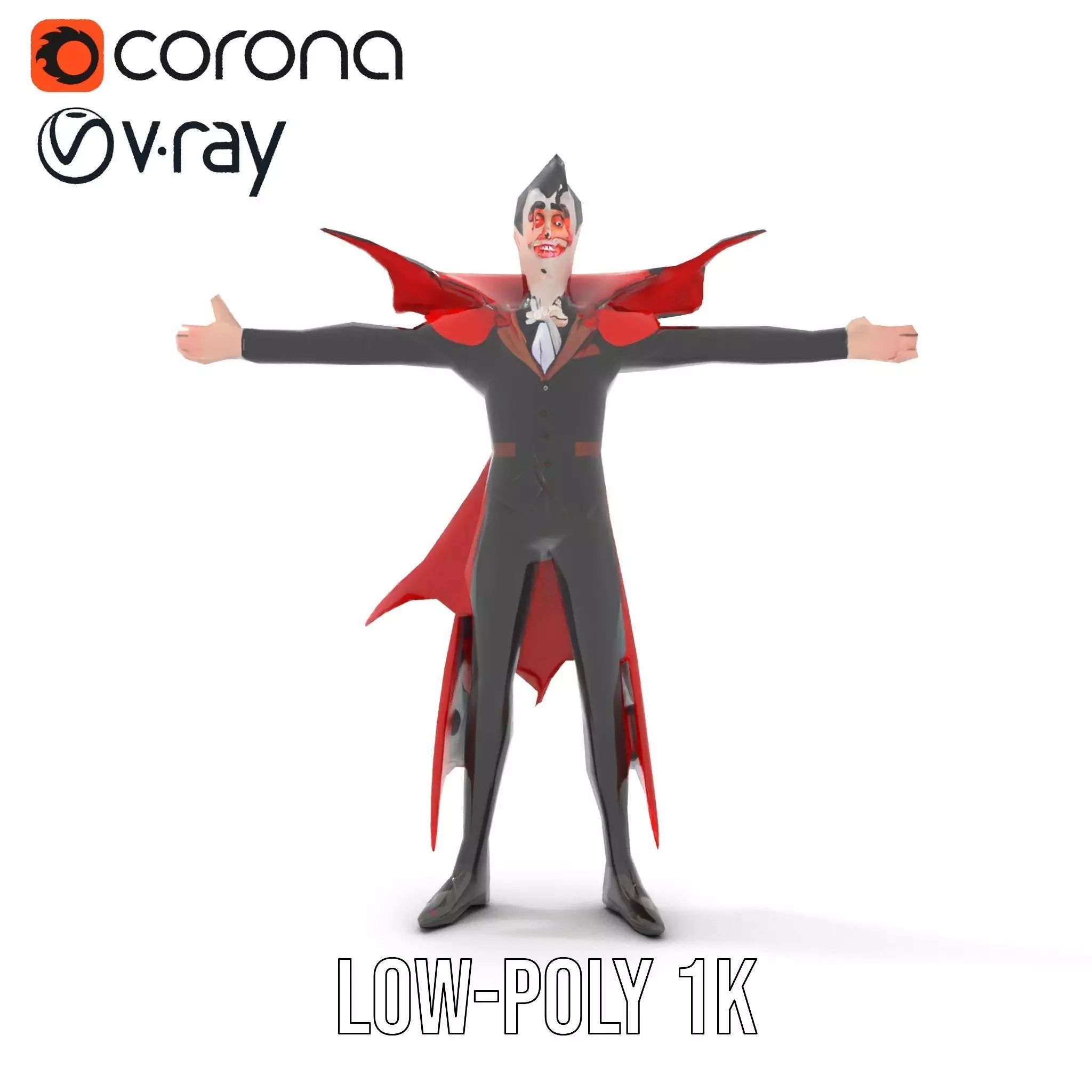 Vampire Character with Red Cape Model Pack Low-poly 3D model_27