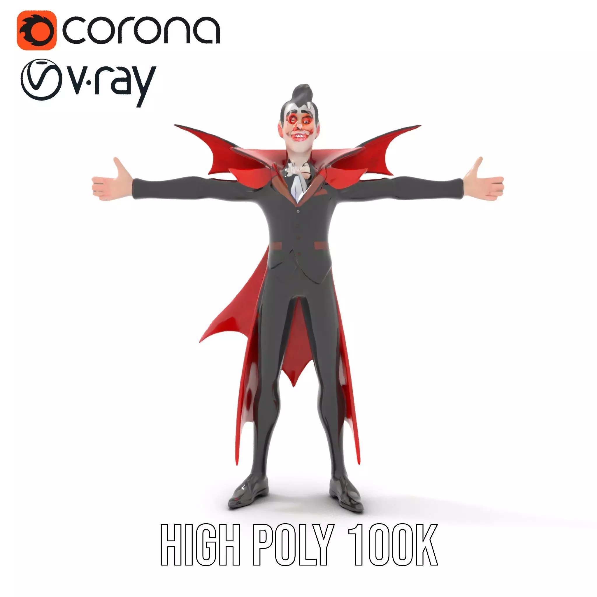 Vampire Character with Red Cape Model Pack Low-poly 3D model_28
