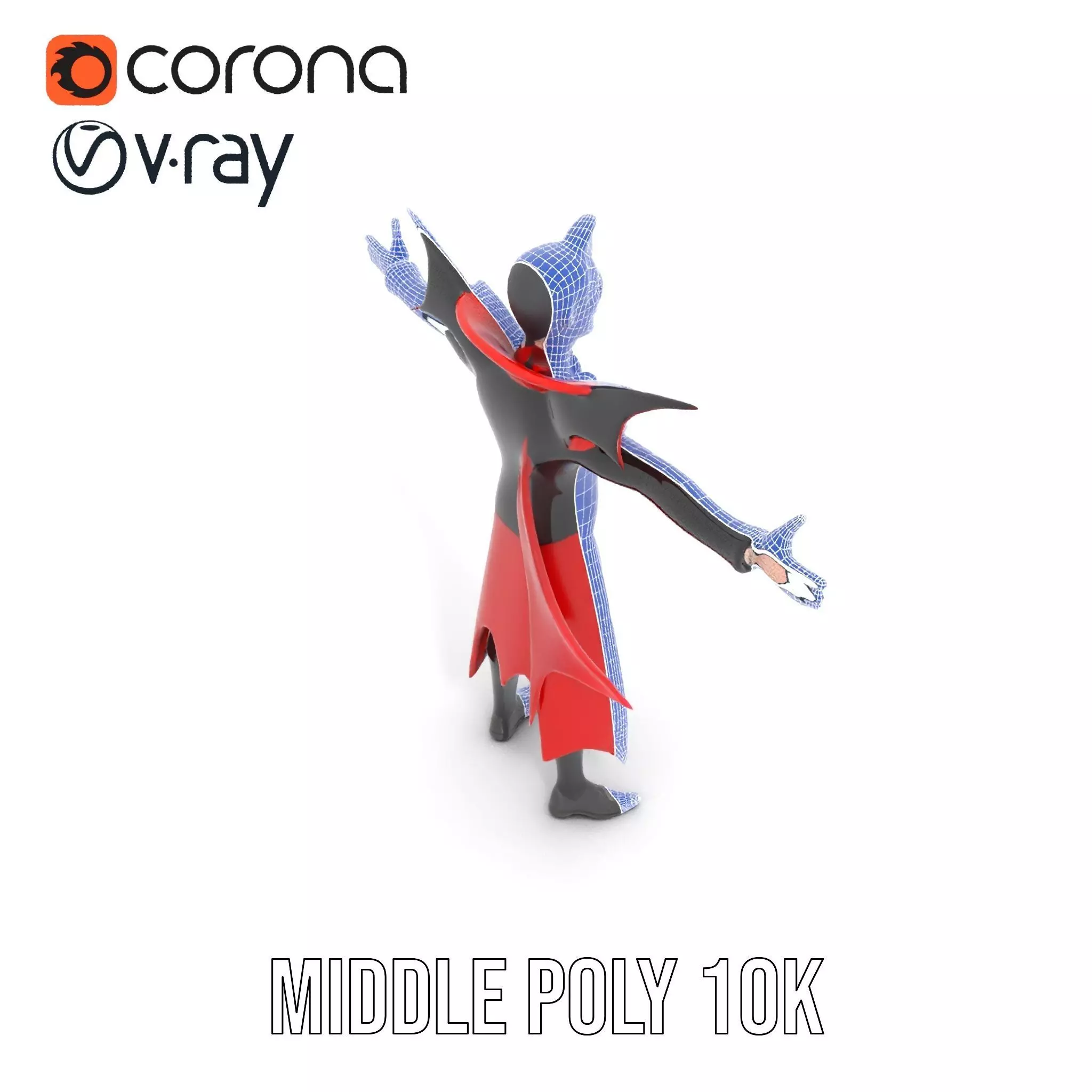 Vampire Character with Red Cape Model Pack Low-poly 3D model_26