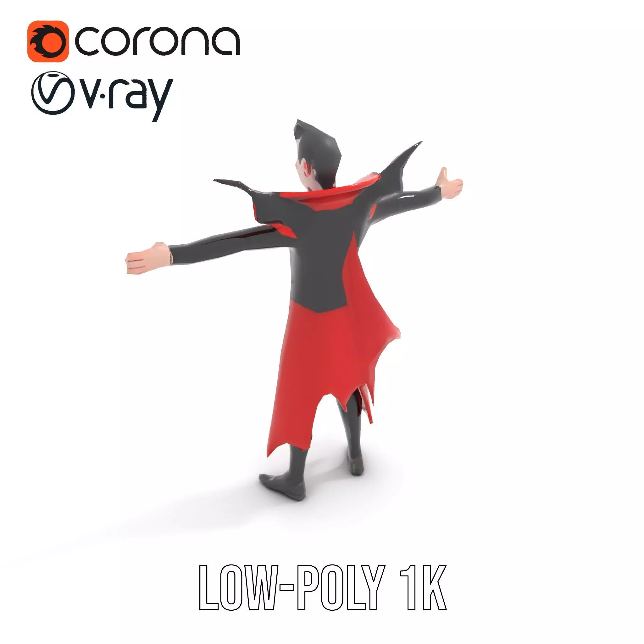 Vampire Character with Red Cape Model Pack Low-poly 3D model_14