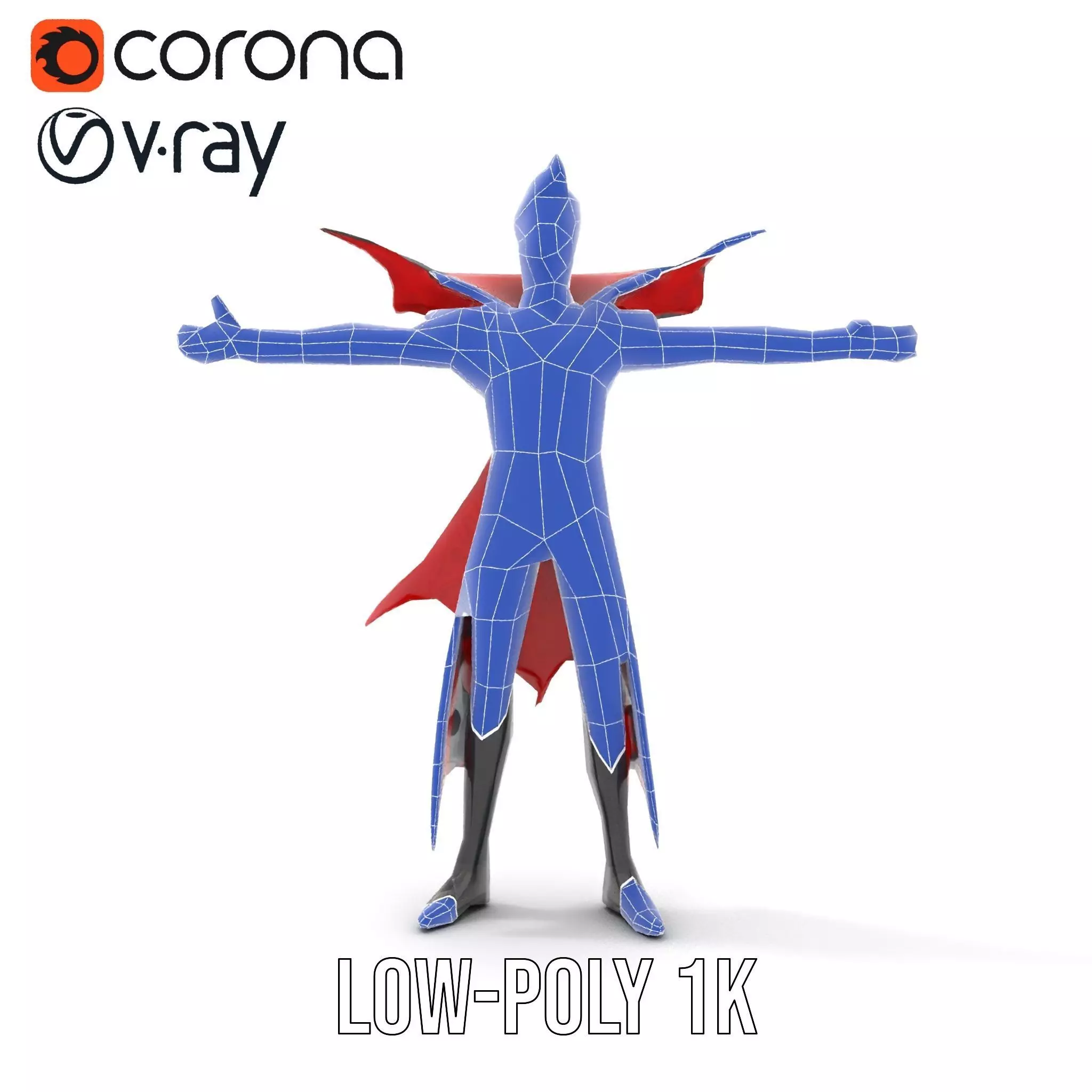 Vampire Character with Red Cape Model Pack Low-poly 3D model_25