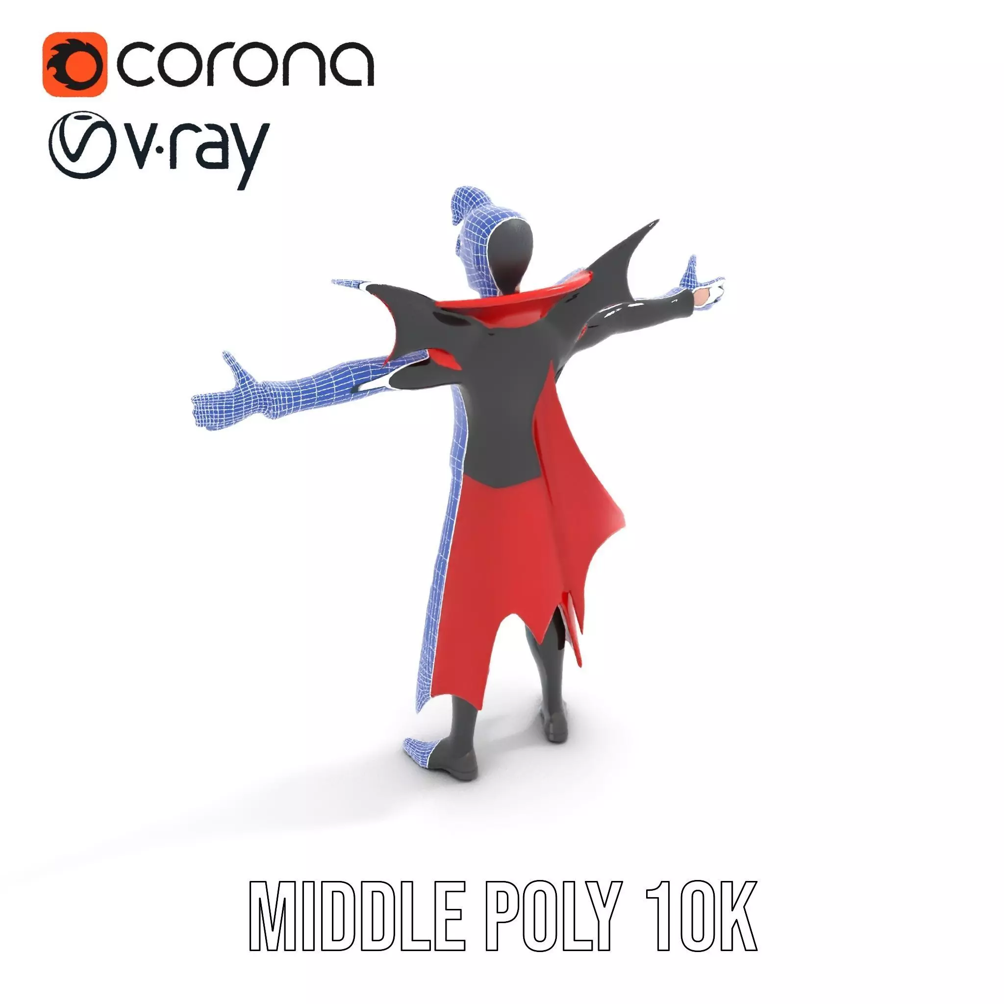 Vampire Character with Red Cape Model Pack Low-poly 3D model_21